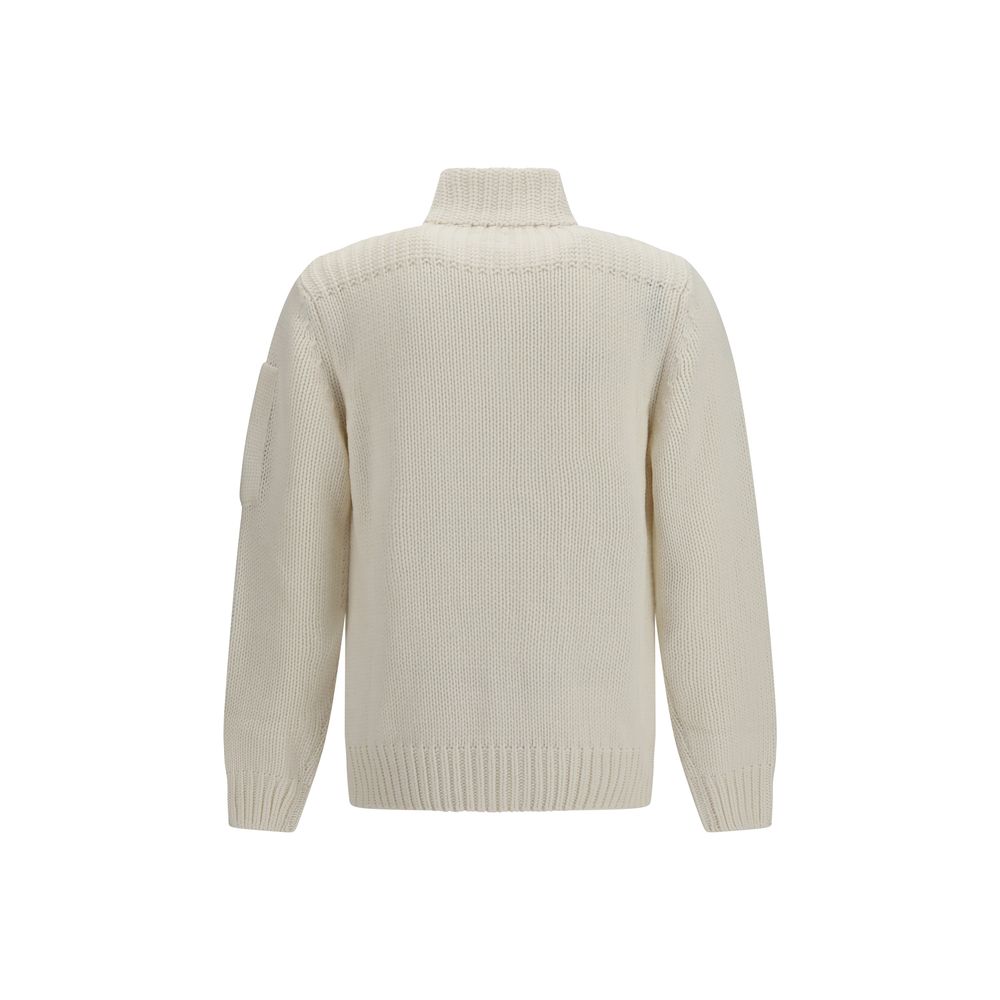 C.P. Company White Wool Cardigan