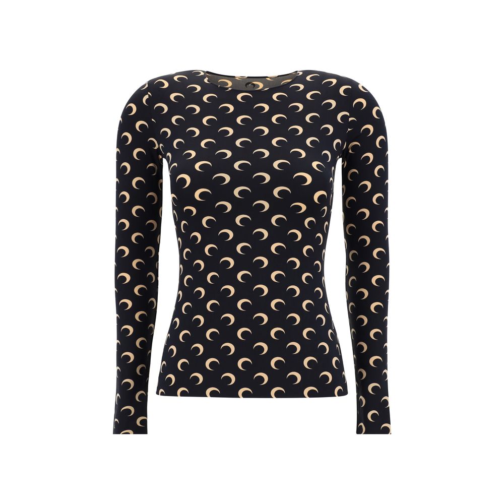 Marine Serre Black Long Sleeve T-Shirt