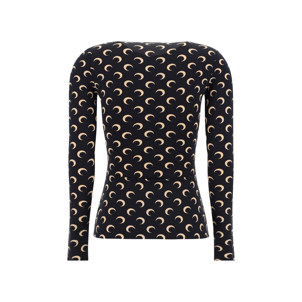 Marine Serre Black Long Sleeve T-Shirt
