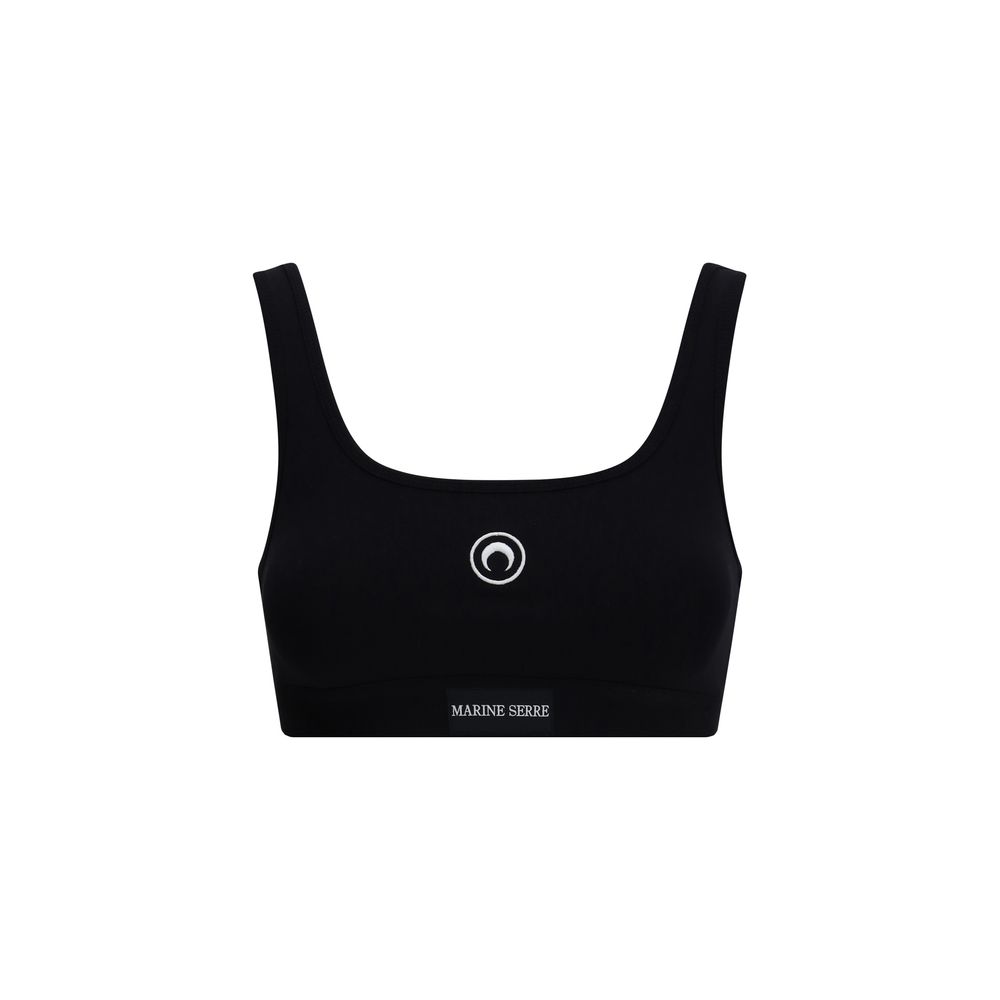 Marine Serre Black Cotton Sport Bra