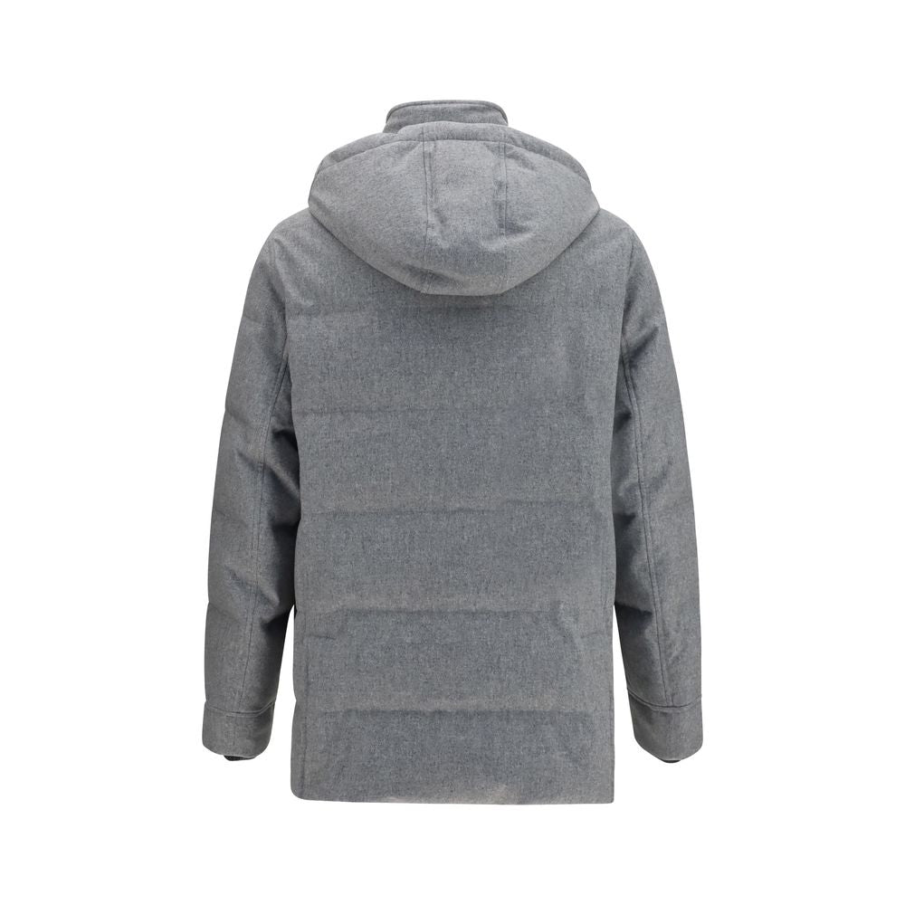 Brunello Cucinelli Gray Wool Full-Length Jacket