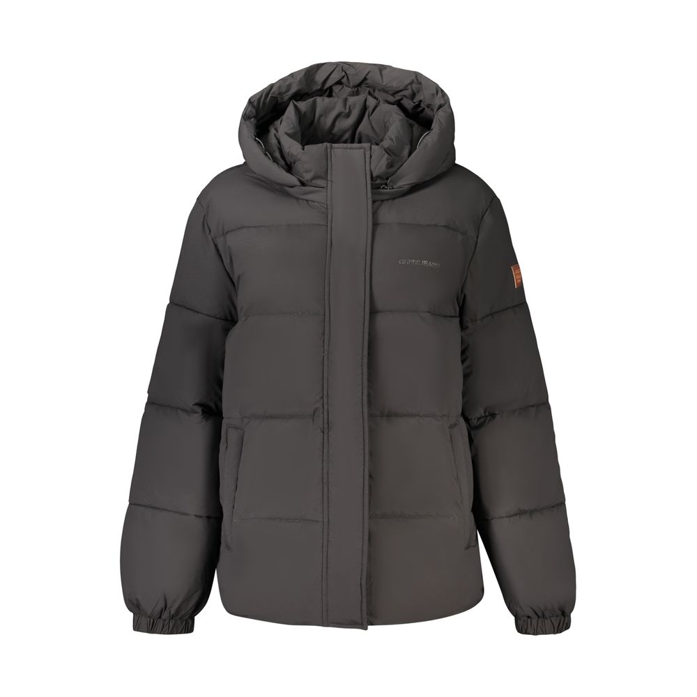 Guess Jeans Black Women Jacket with Removable Hood
