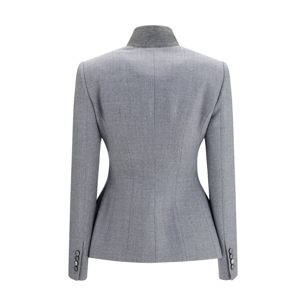 Alexander McQueen Gray Wool Full-Length Jacket