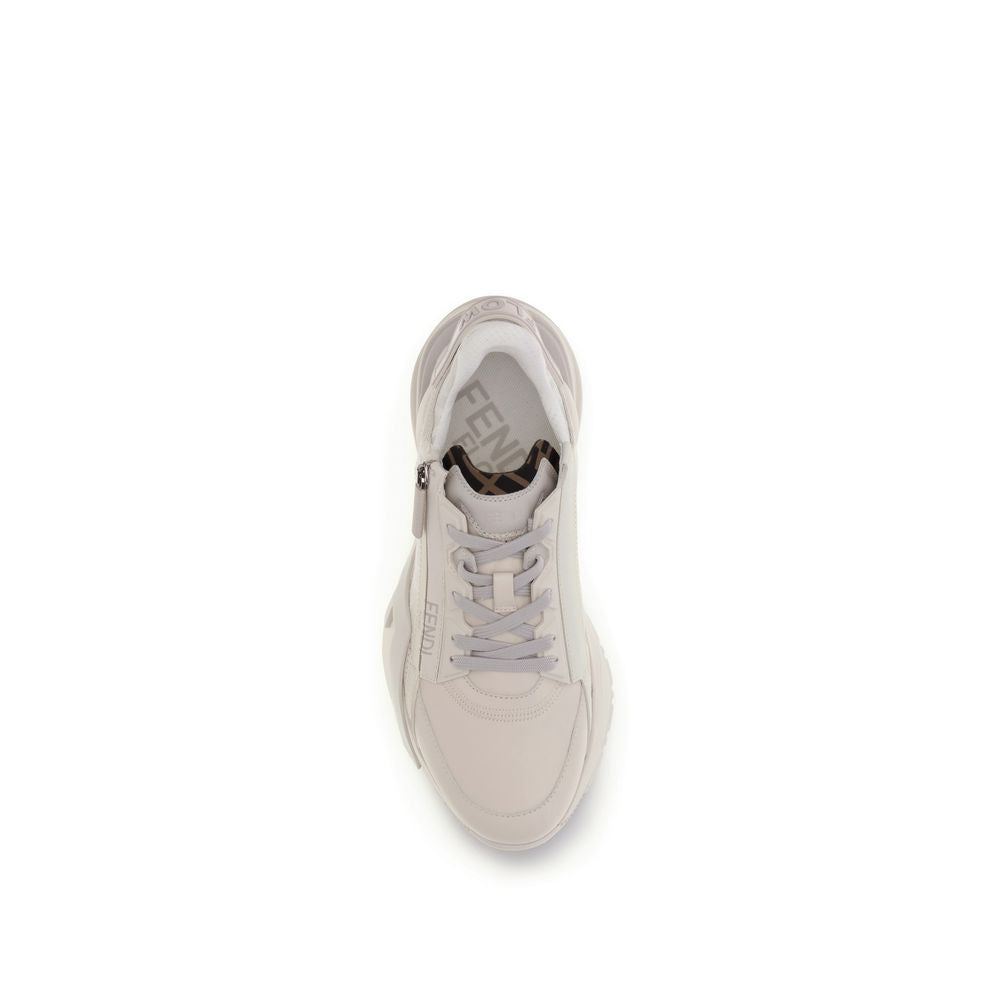 Fendi Beige Leather Athletic Sneakers