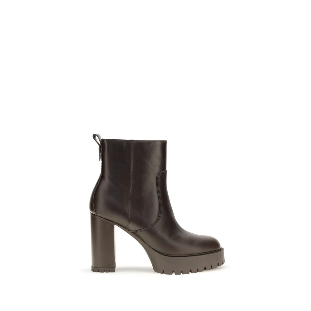PINKO Brown Leather Ankle Boots