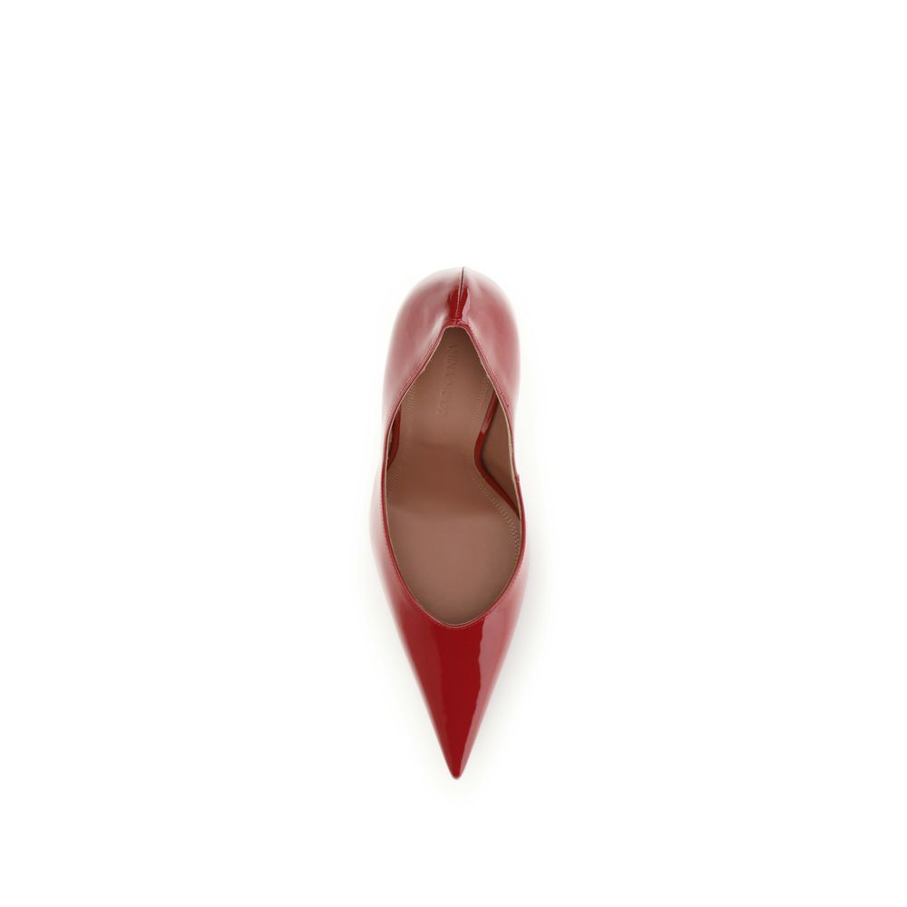 Amina Muaddi Red Leather High Heel Pumps