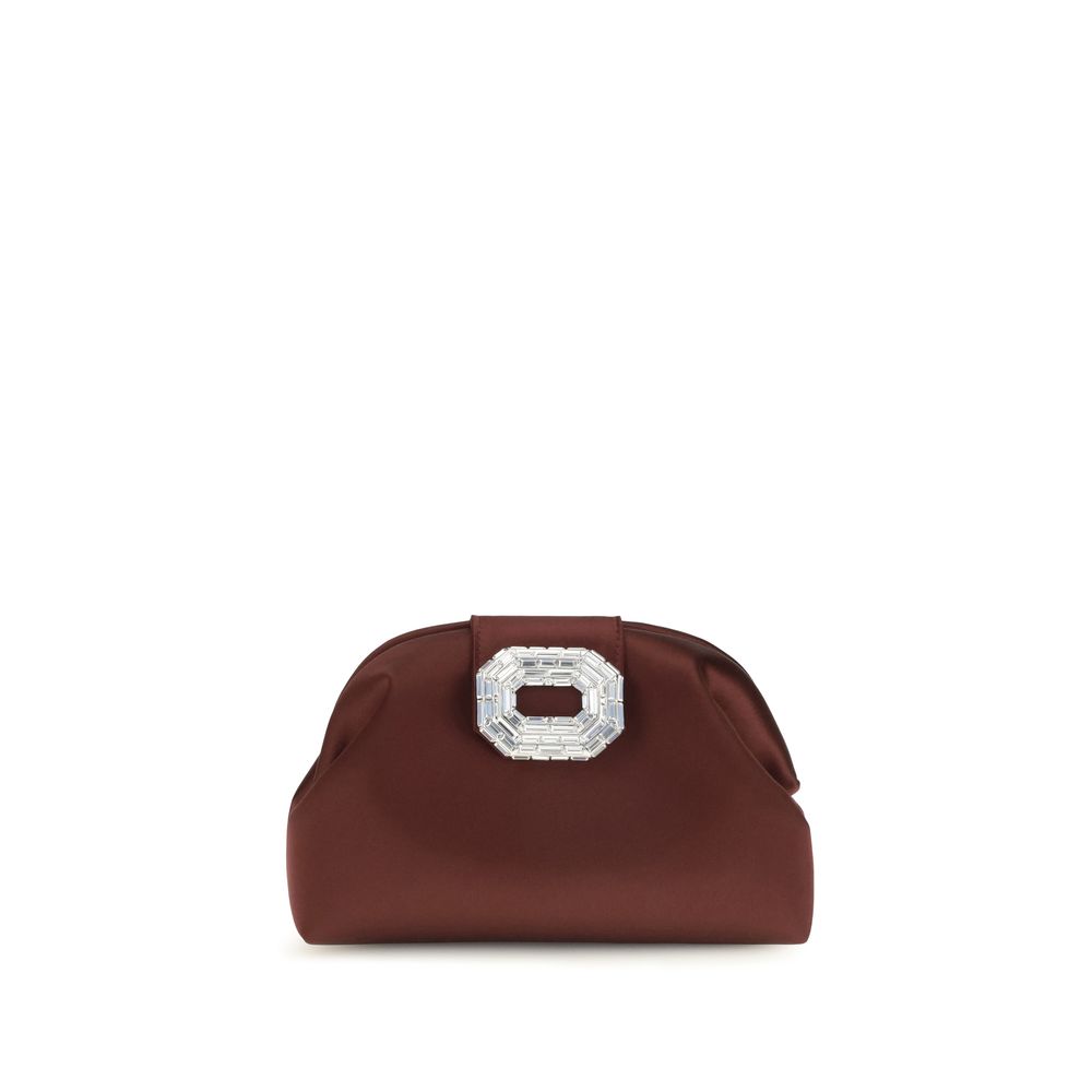 Amina Muaddi Burgundy Satin Shoulder Bag