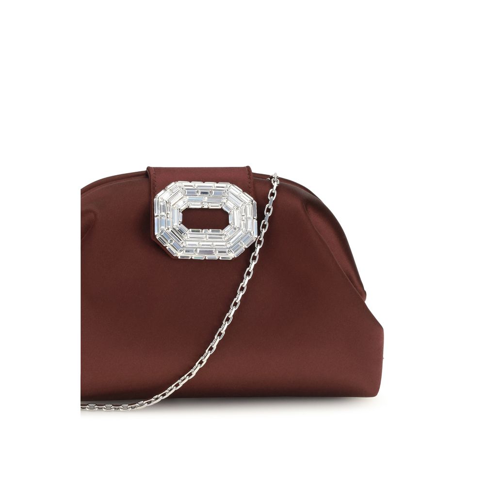 Amina Muaddi Burgundy Satin Shoulder Bag