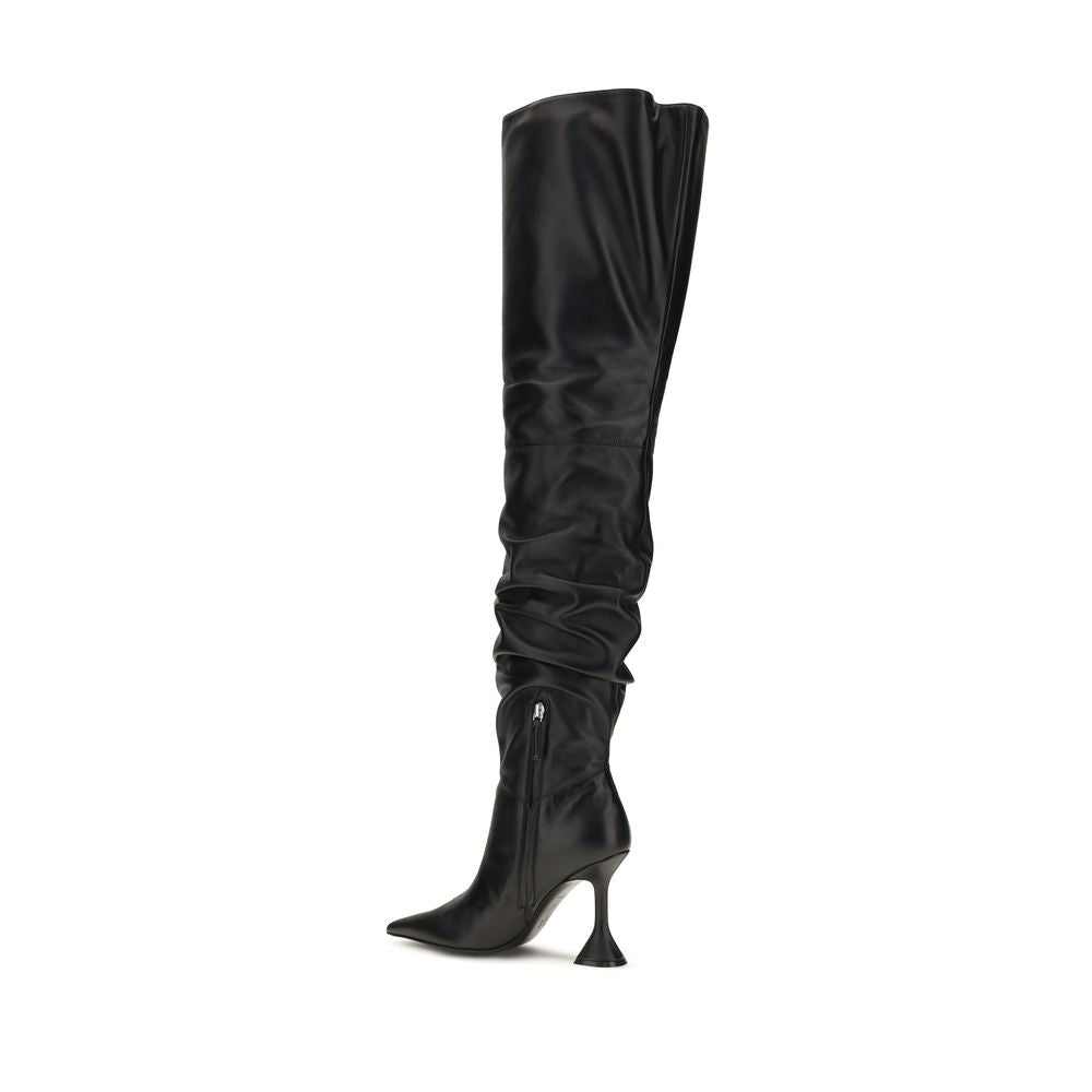 Amina Muaddi Black Over The Knee