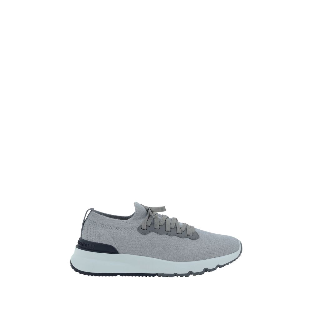 Brunello Cucinelli Gray Cotton Athletic Sneakers