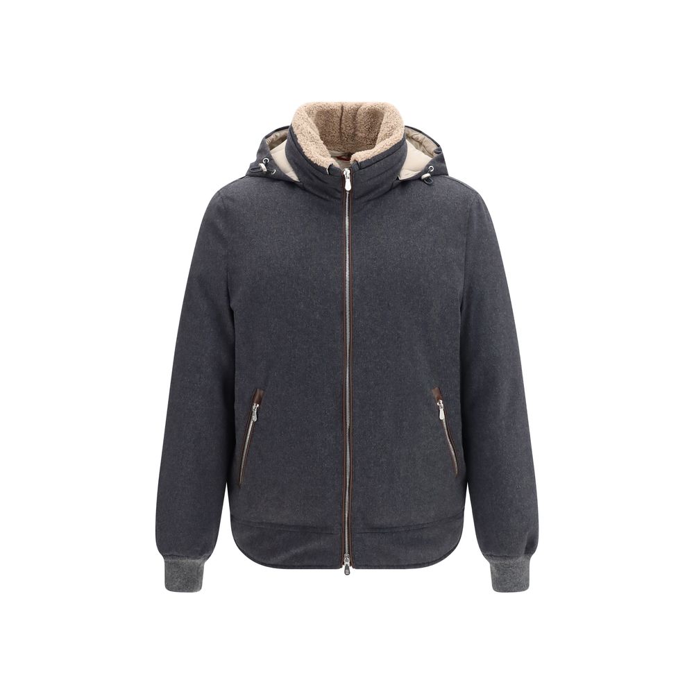 Brunello Cucinelli Gray Wool Shell Jacket