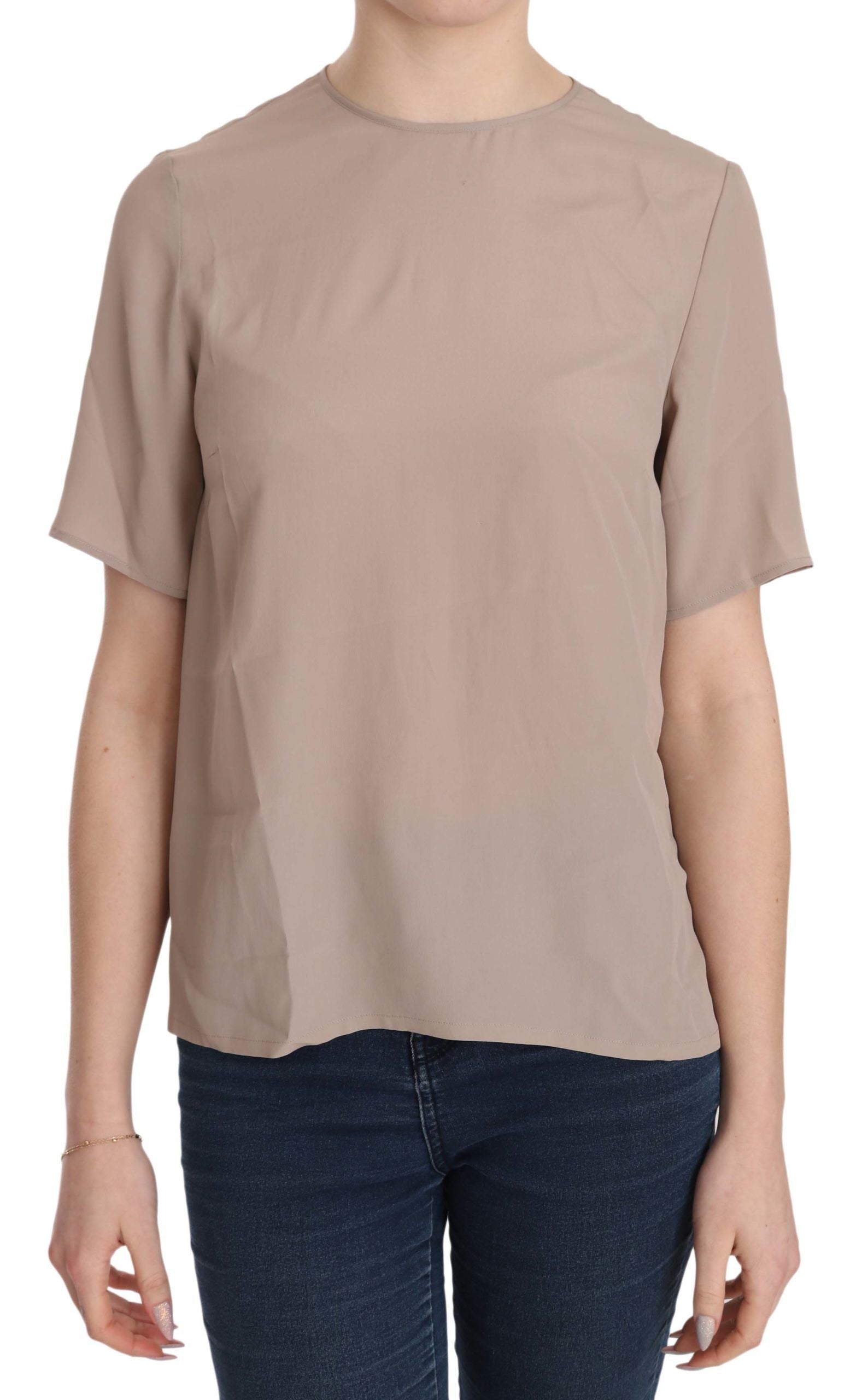 Dolce & Gabbana Beige Crew Neck Short Sleeve Blouse - PreLoved & Luxe