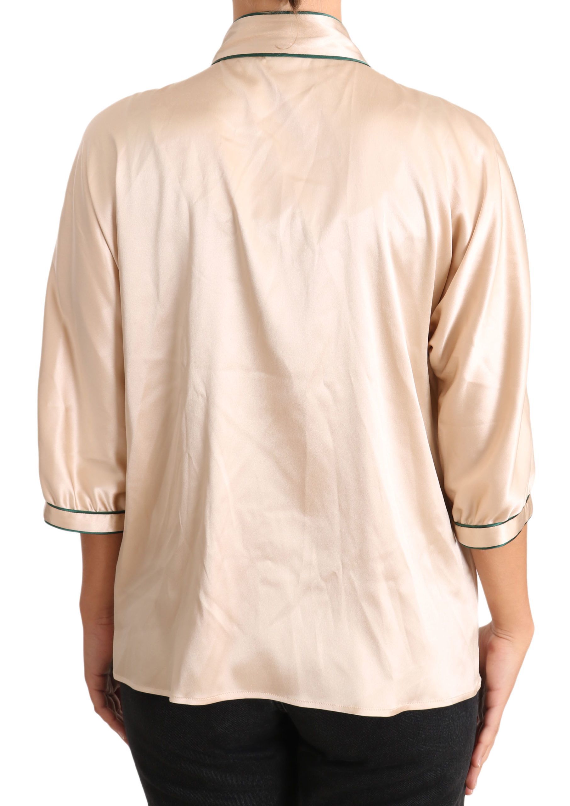 Dolce & Gabbana Beige Ribbon Silk Stretch Top Blouse - PreLoved & Luxe