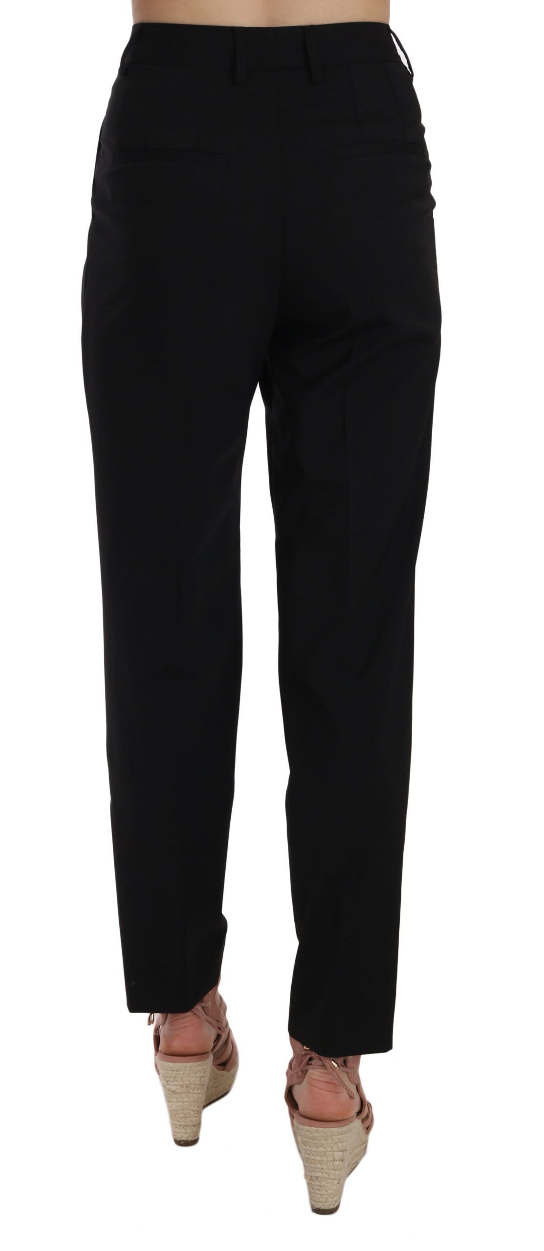 Dolce & Gabbana Black Button Pleated Tapered Trouser Pants - PreLoved & Luxe