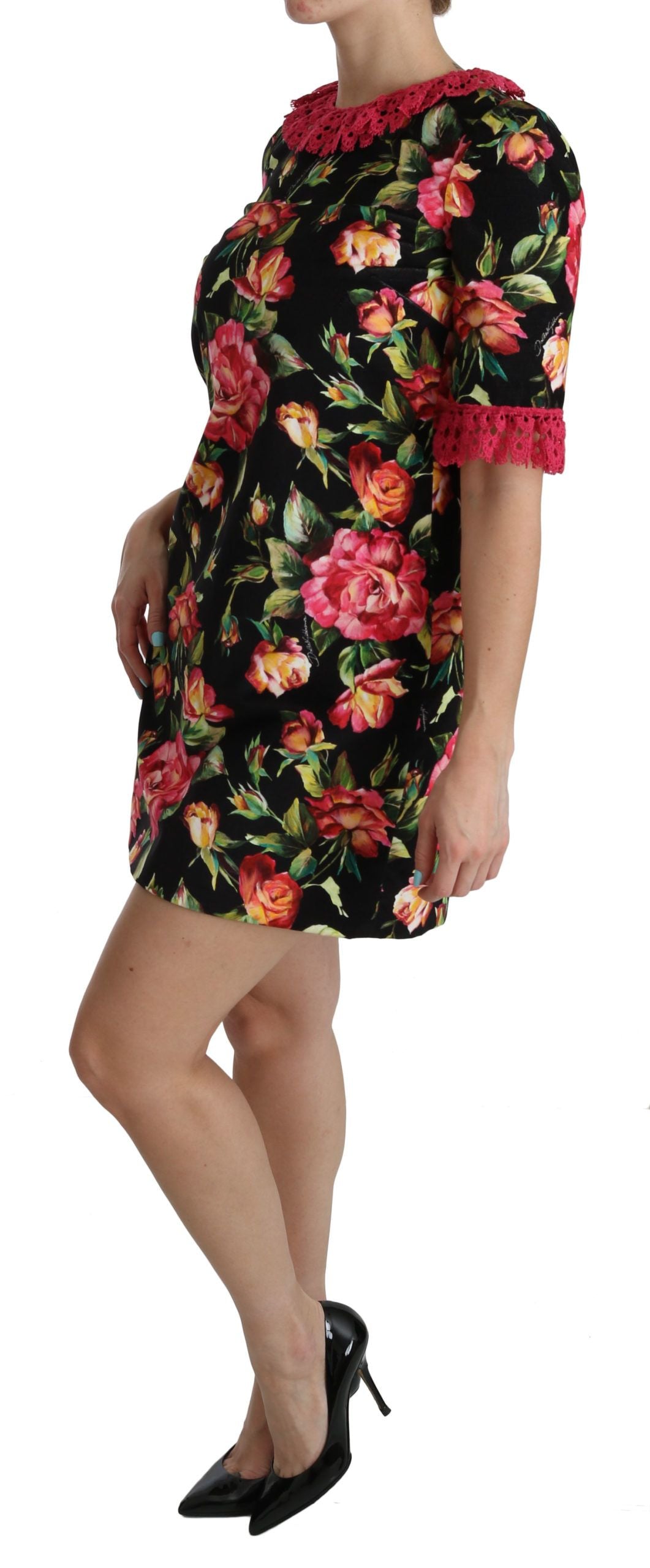 Dolce & Gabbana Floral Pink Lace A-Line Shift Mini Dress - PreLoved & Luxe