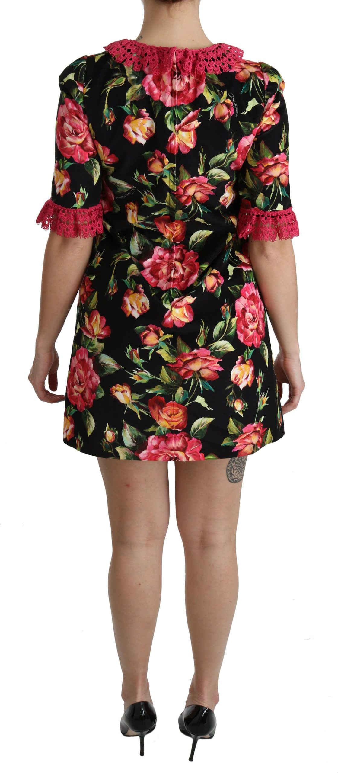 Dolce & Gabbana Floral Pink Lace A-Line Shift Mini Dress - PreLoved & Luxe