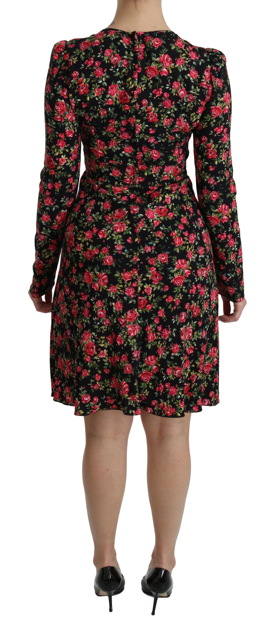 Dolce & Gabbana Black Floral Longsleeve Knee Length Dress - PreLoved & Luxe