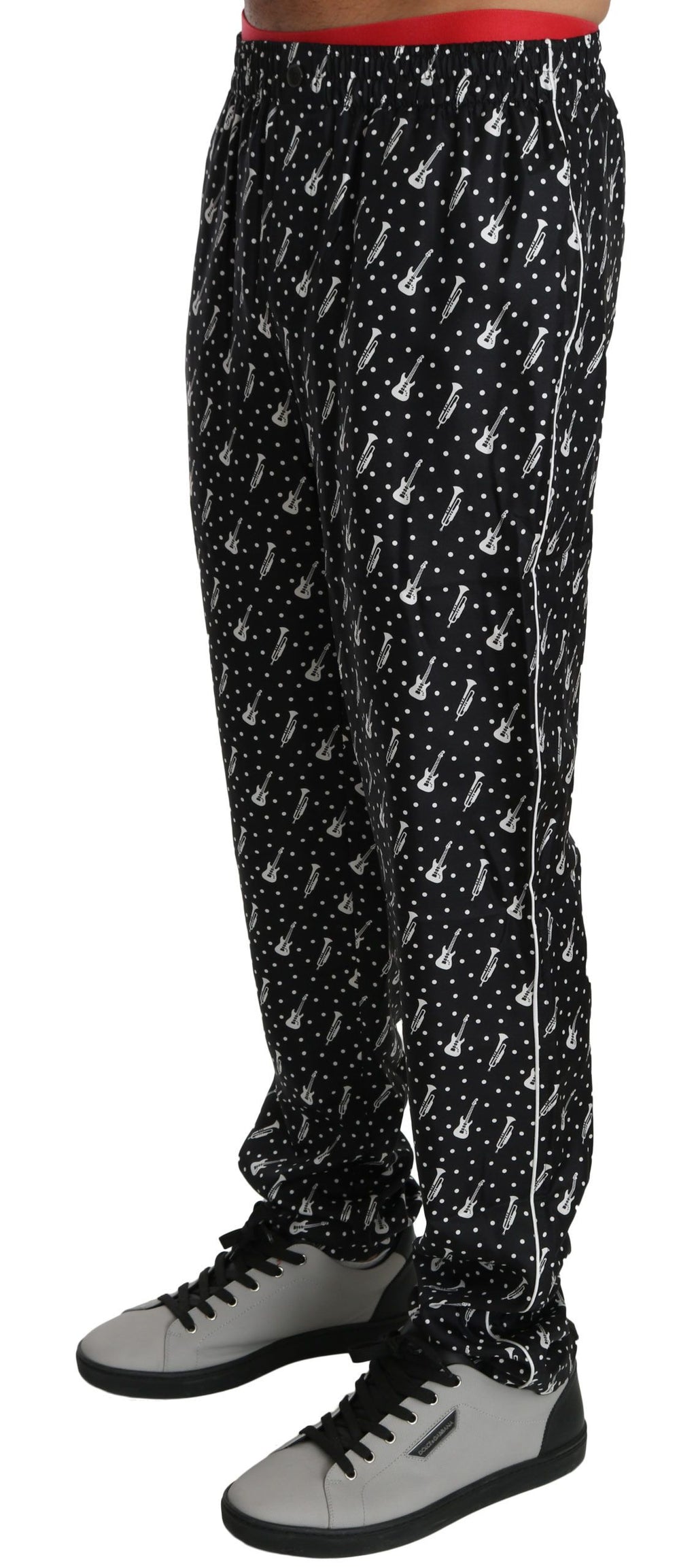 Dolce & Gabbana Silk Black Musical Instrument Trouser Pants - PreLoved & Luxe