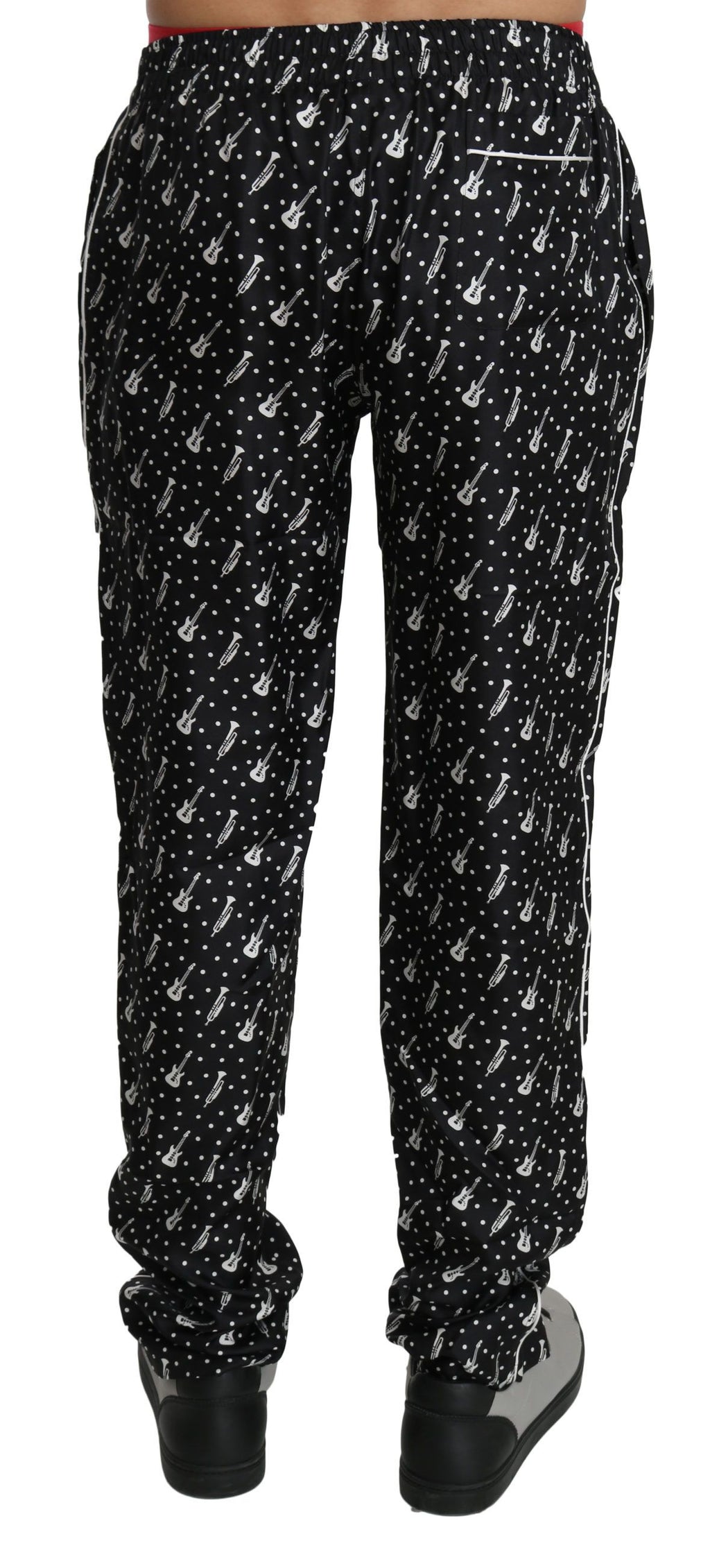 Dolce & Gabbana Silk Black Musical Instrument Trouser Pants - PreLoved & Luxe