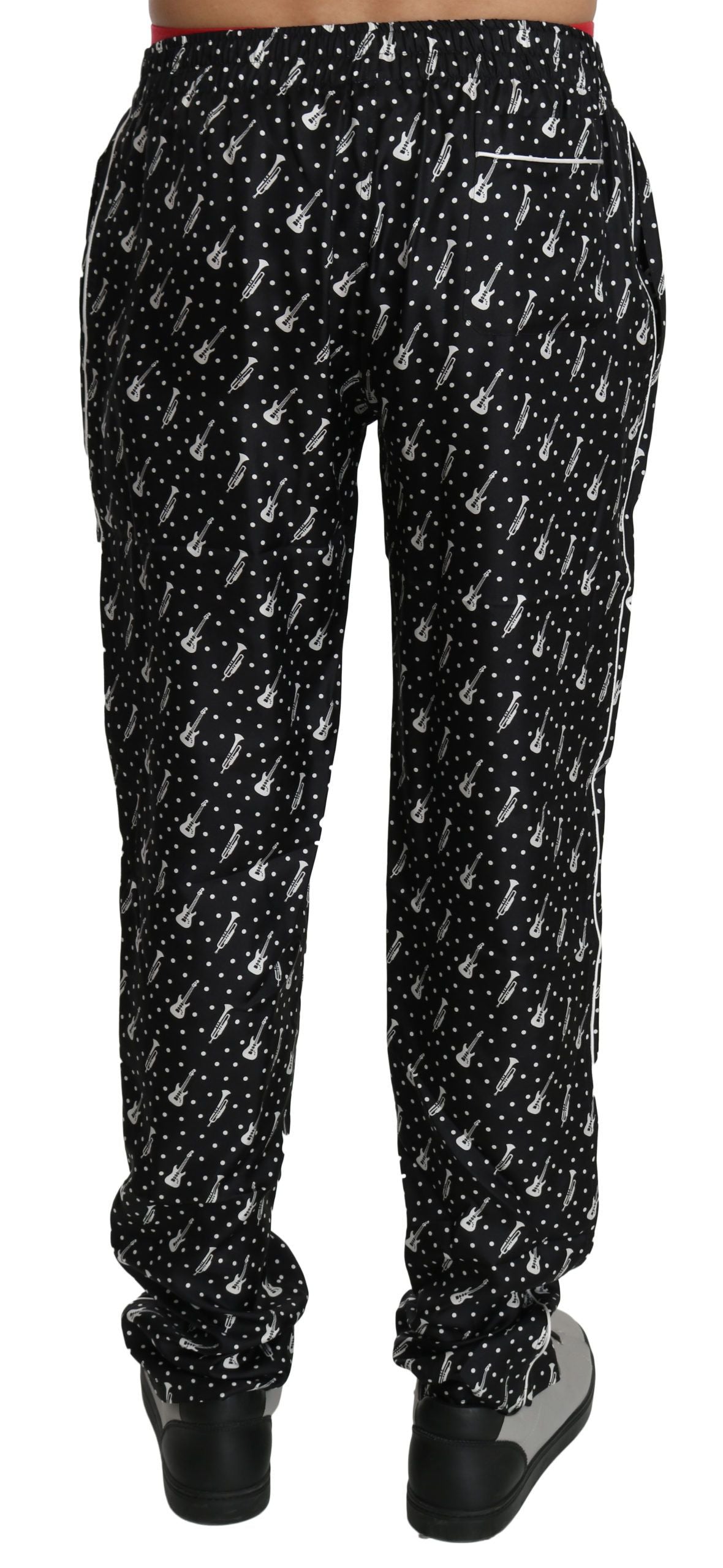 Dolce & Gabbana Silk Black Musical Instrument Trouser Pants - PreLoved & Luxe