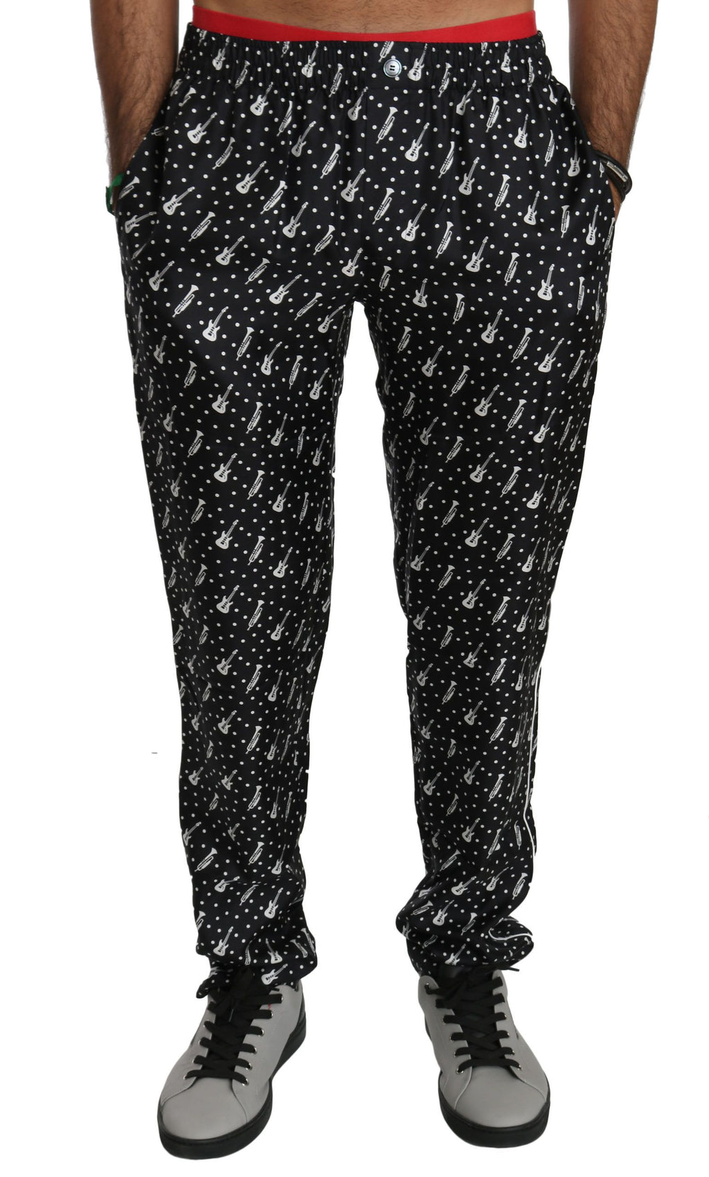 Dolce & Gabbana Silk Black Musical Instrument Trouser Pants - PreLoved & Luxe