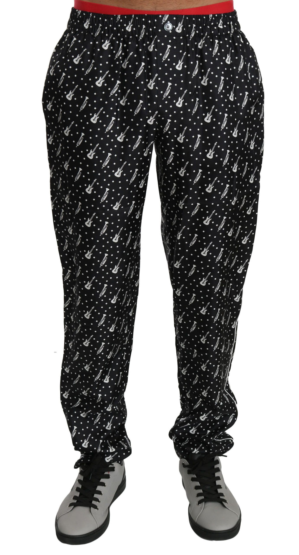 Dolce & Gabbana Silk Black Musical Instrument Trouser Pants - PreLoved & Luxe