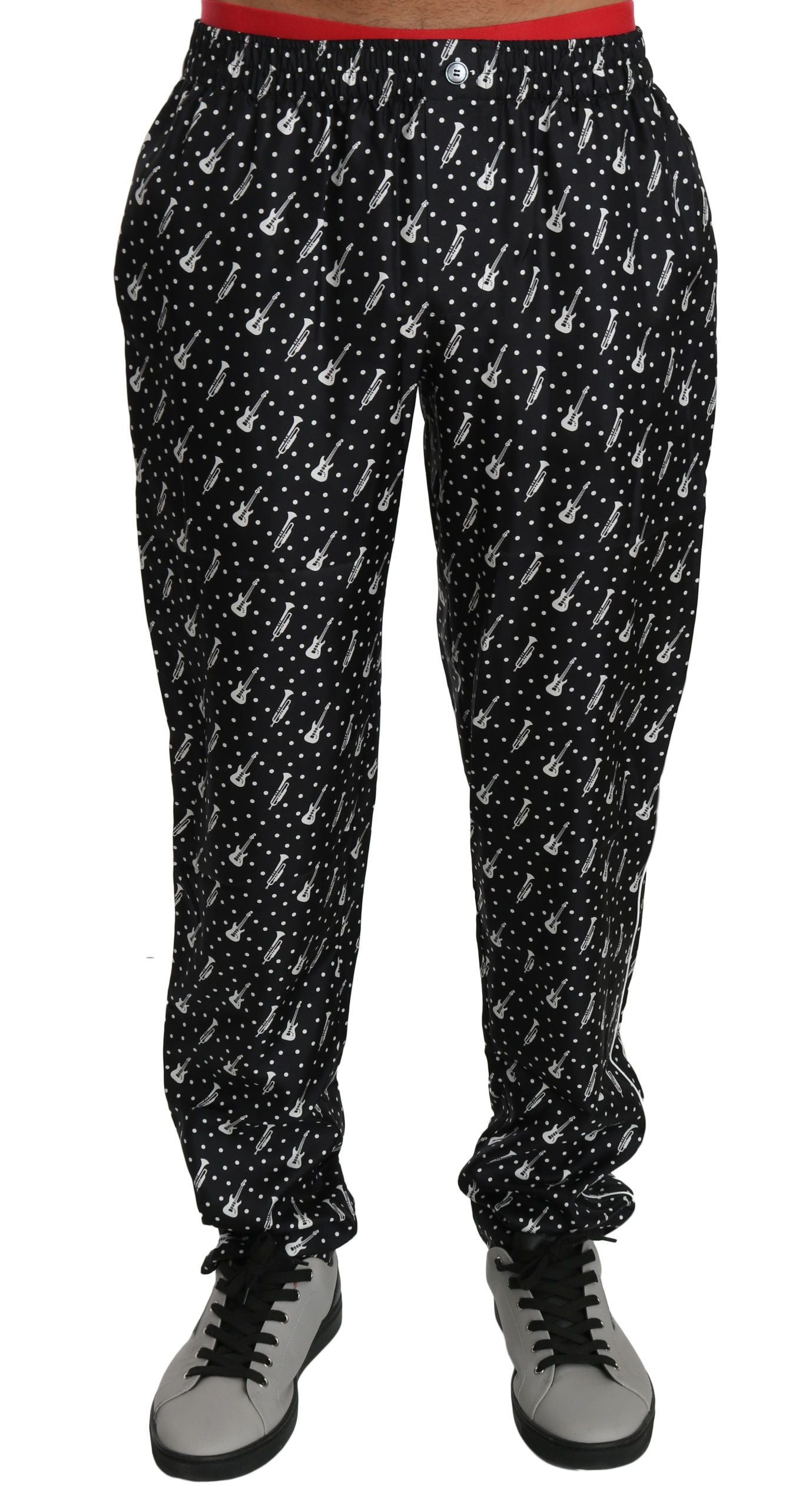 Dolce & Gabbana Silk Black Musical Instrument Trouser Pants - PreLoved & Luxe