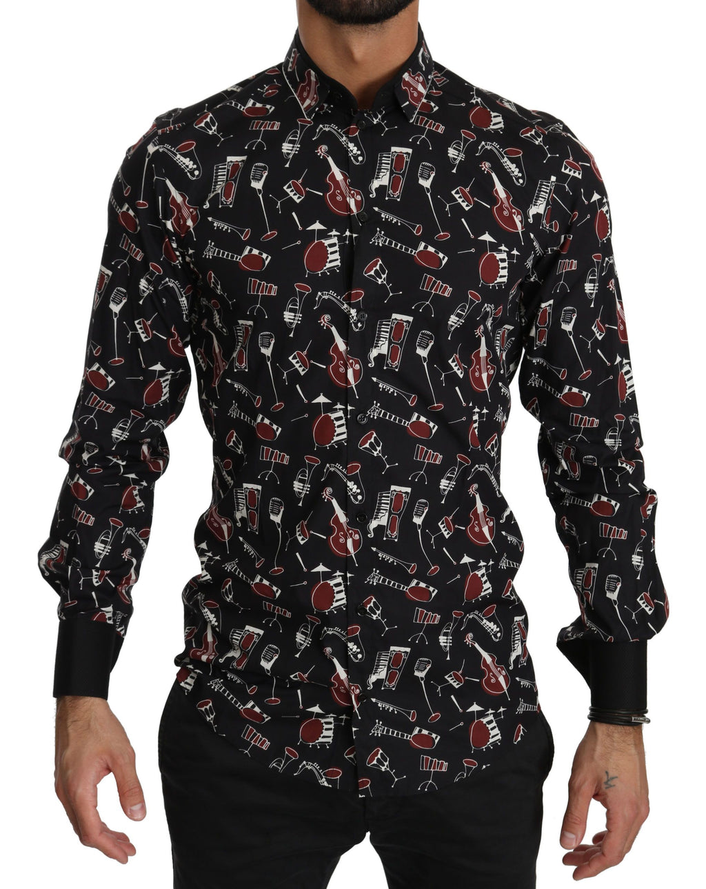 Dolce & Gabbana Black Musical Instrument Slim fit Shirt - PreLoved & Luxe