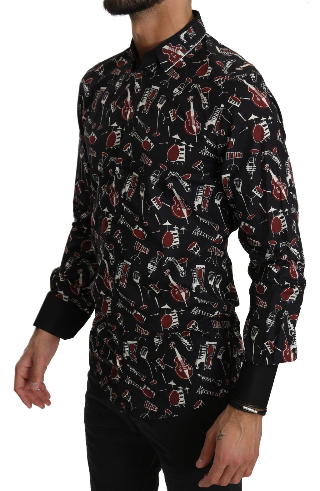 Dolce & Gabbana Black Musical Instrument Slim fit Shirt - PreLoved & Luxe