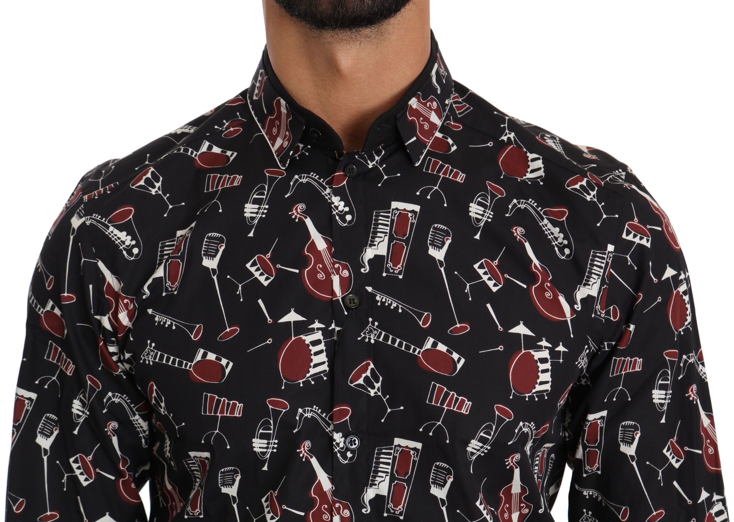 Dolce & Gabbana Black Musical Instrument Slim fit Shirt - PreLoved & Luxe