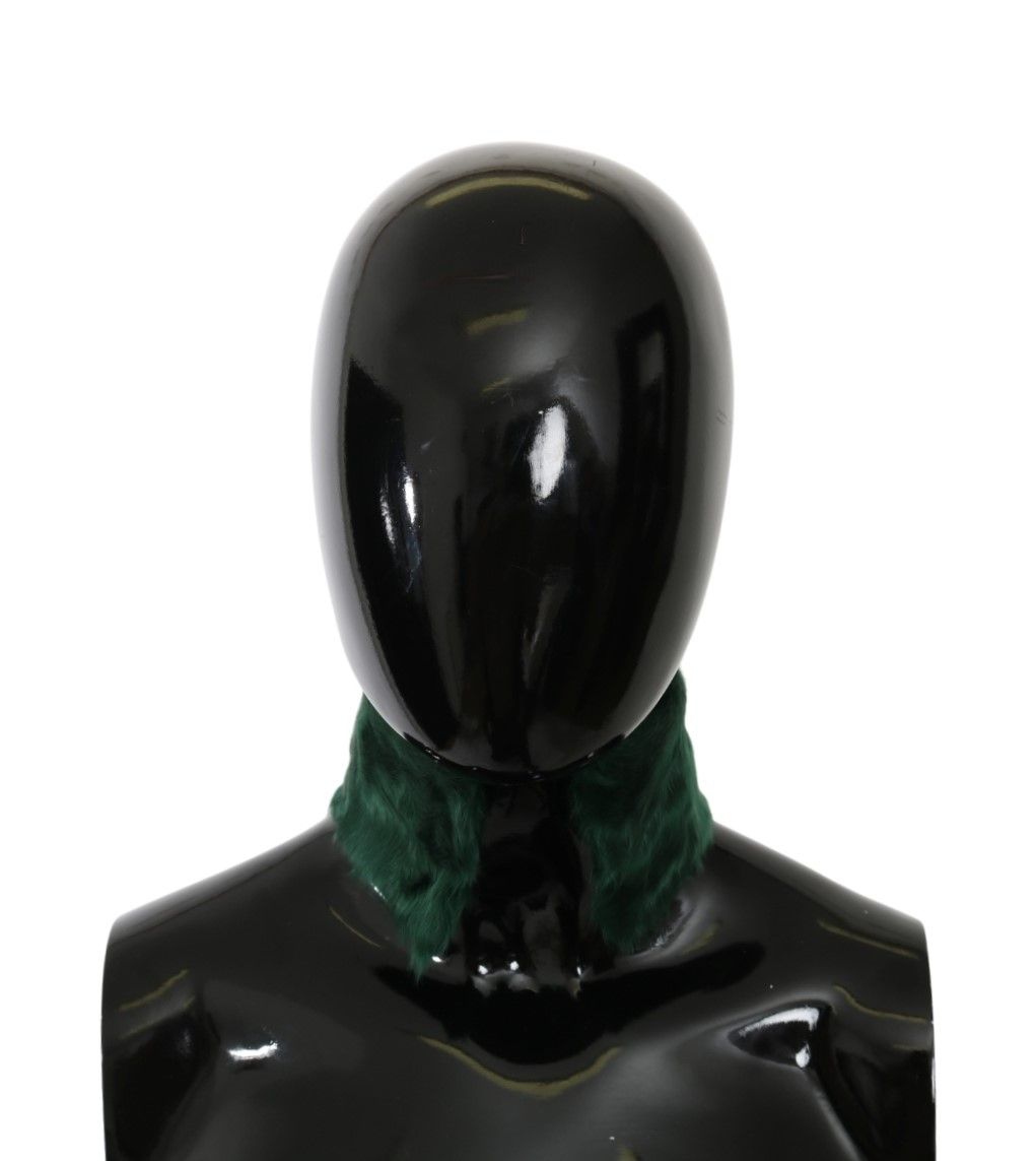 Dolce & Gabbana Green Fur Neck Collar Wrap Leather Scarf - PreLoved & Luxe