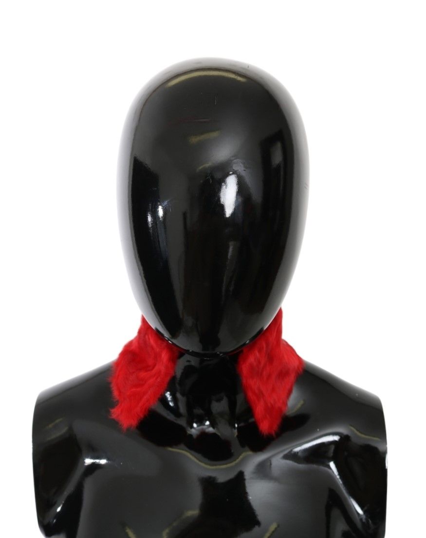Dolce & Gabbana Red Fur Neck Collar Wrap Leather Scarf - PreLoved & Luxe