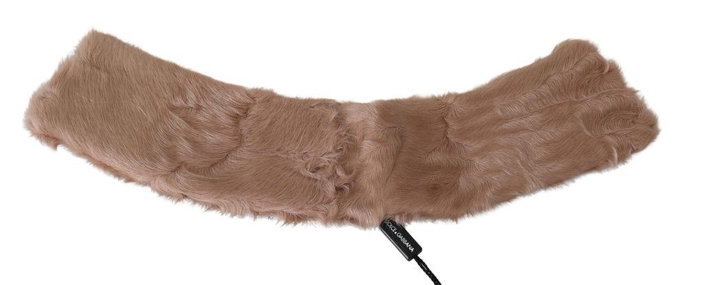 Dolce & Gabbana Beige Fur Neck Collar Leather Scarf - PreLoved & Luxe