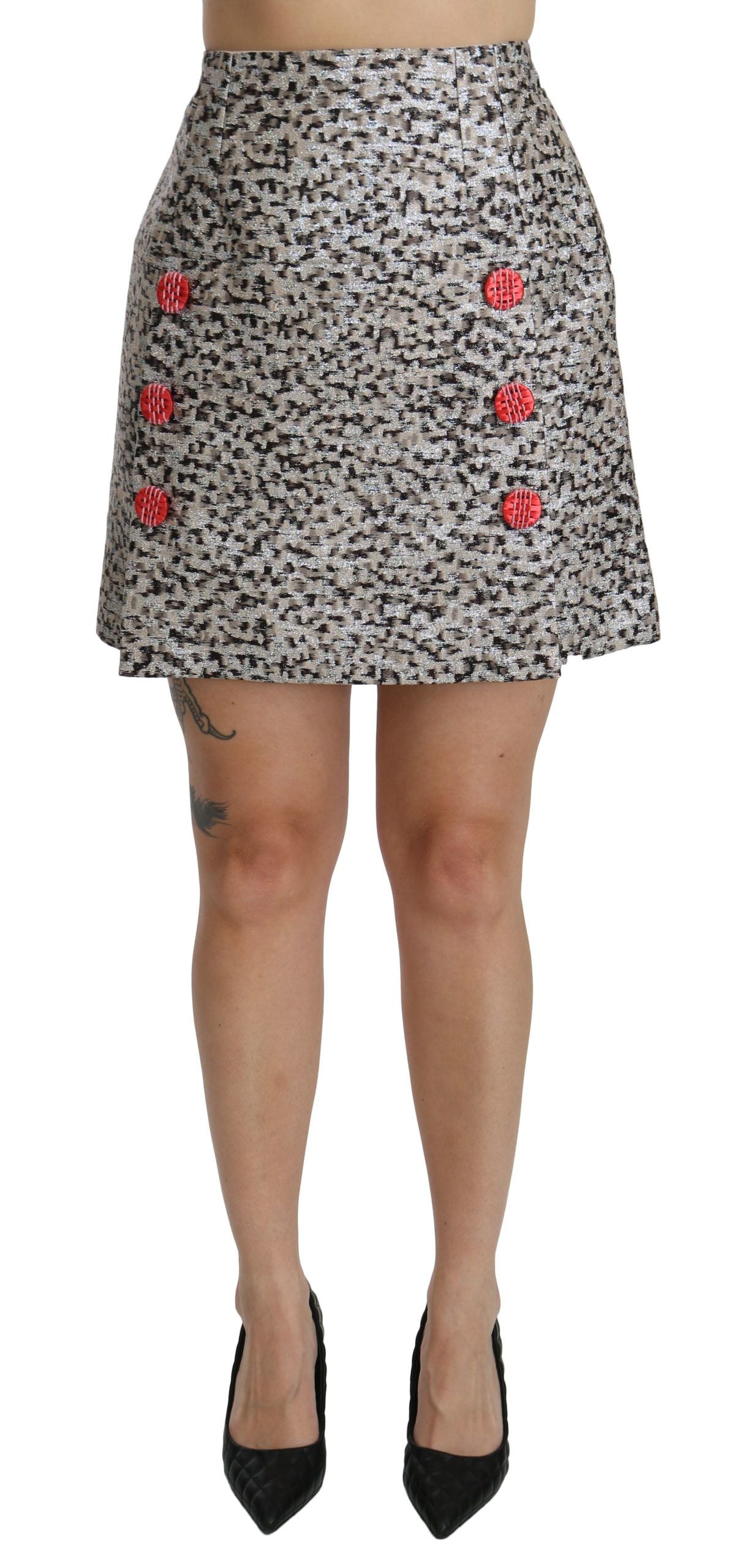 Dolce & Gabbana Silver Pattern A-line High Waist Skirt - PreLoved & Luxe
