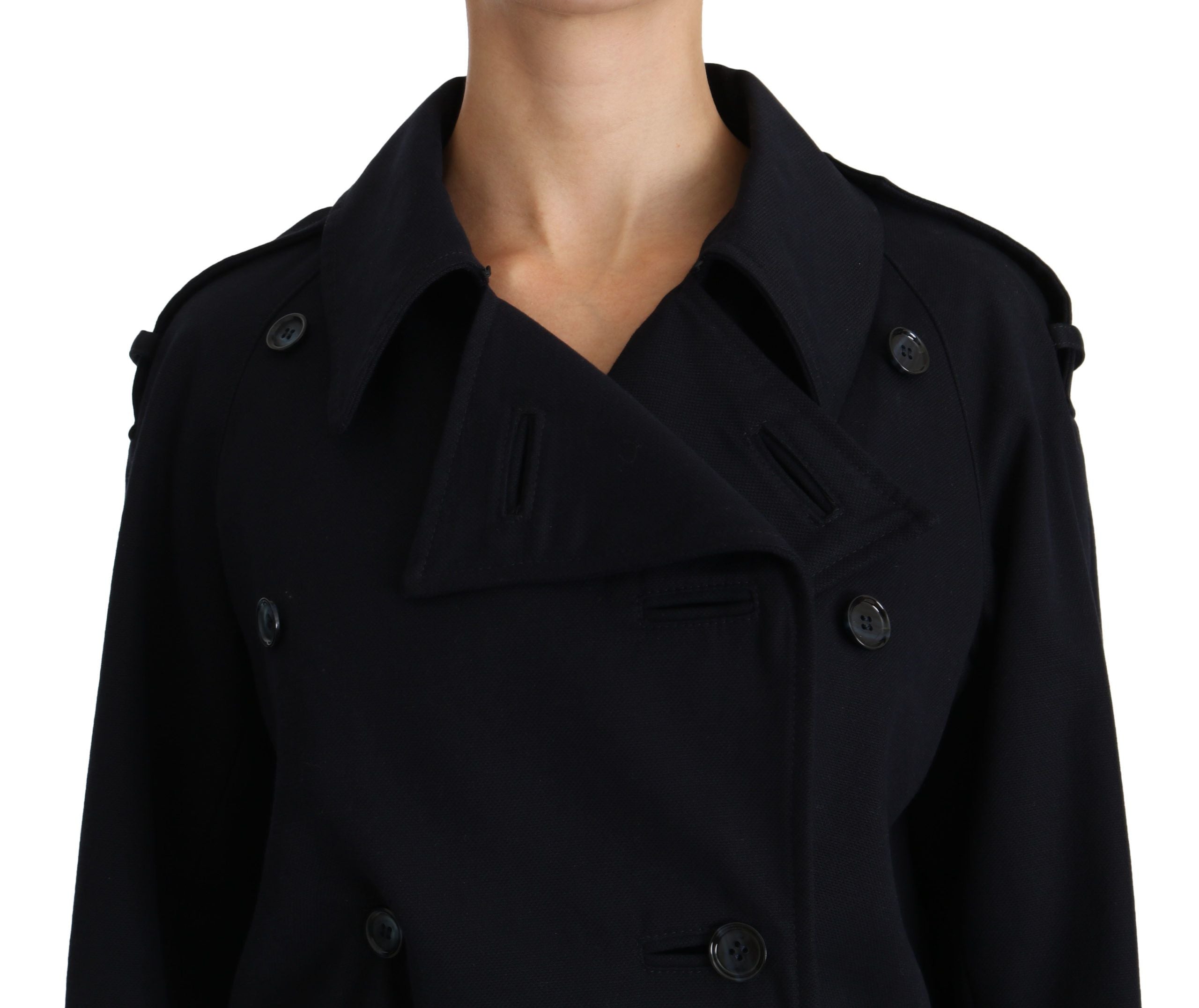Dolce & Gabbana Coat Blue Cotton Women Trench Jacket - PreLoved & Luxe