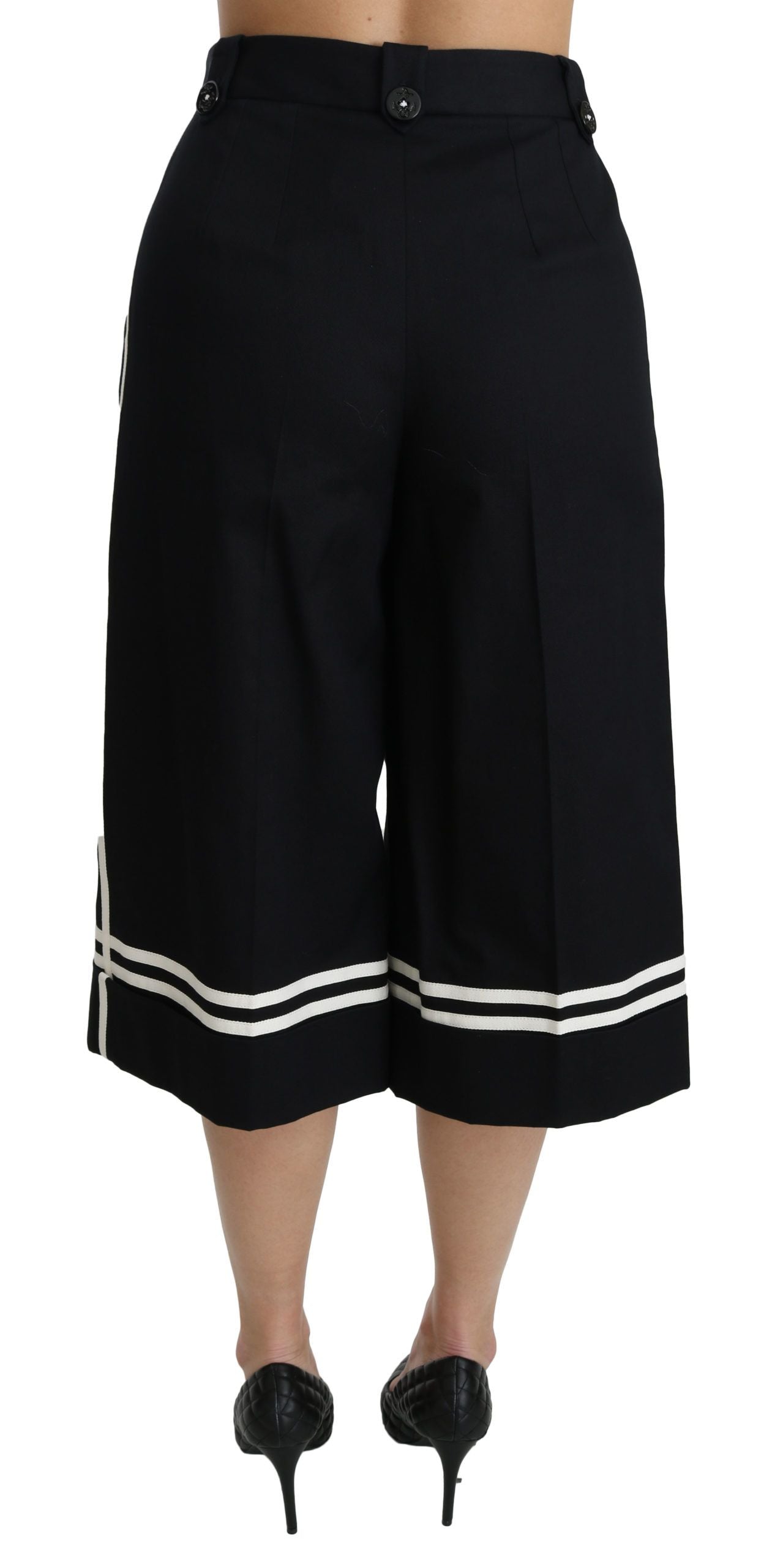 Dolce & Gabbana Black Lemon Embellished Palazzo Cropped Pants - PreLoved & Luxe