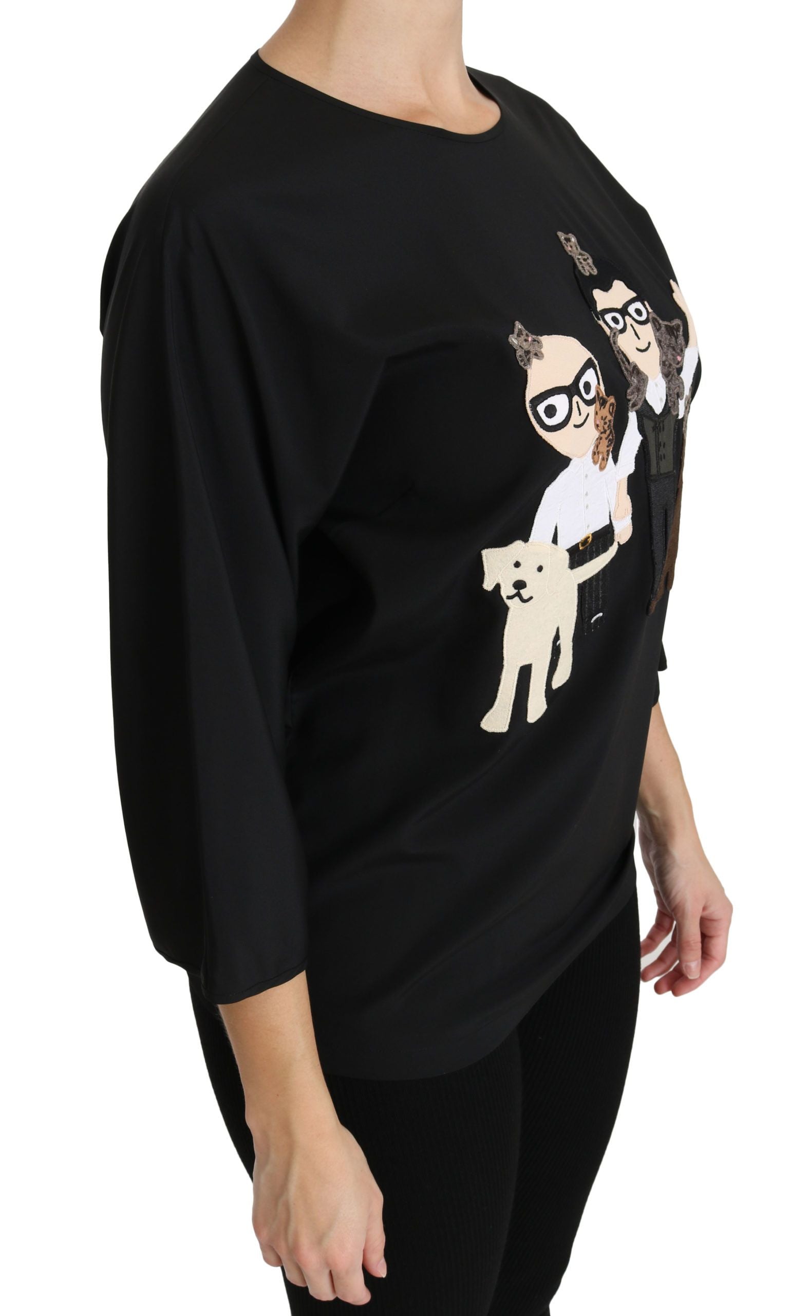 Dolce & Gabbana Black #dgfamily Top T-shirt Silk Blouse - PreLoved & Luxe