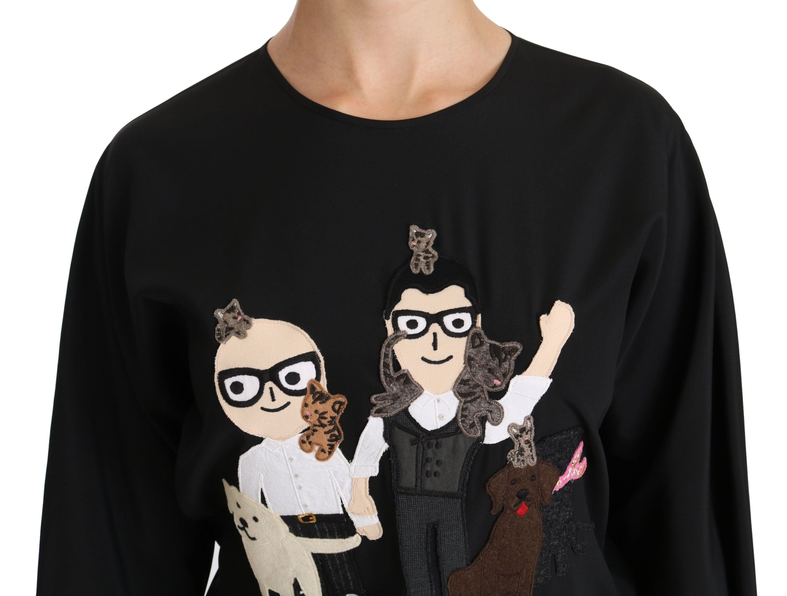 Dolce & Gabbana Black #dgfamily Top T-shirt Silk Blouse - PreLoved & Luxe