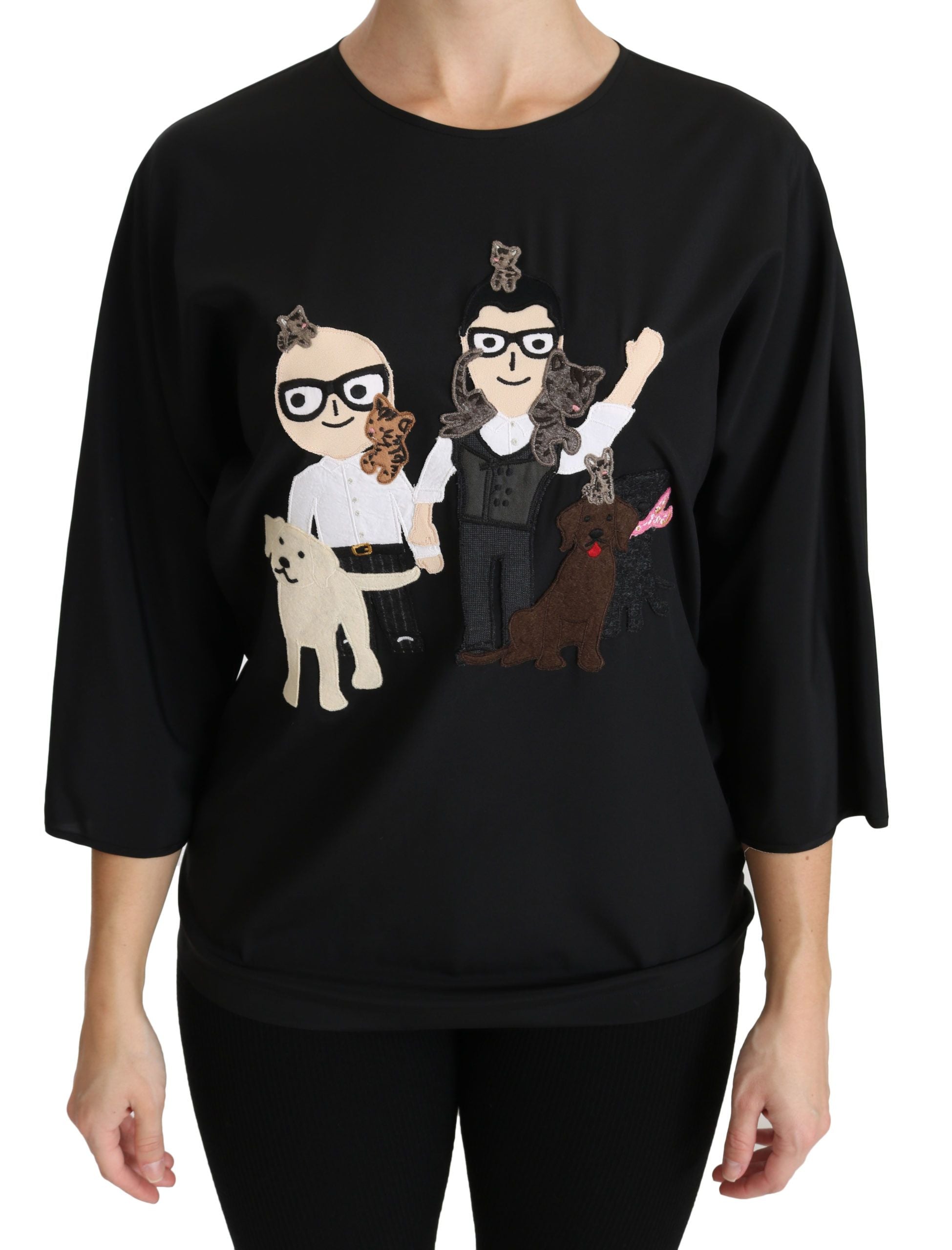 Dolce & Gabbana Black #dgfamily Top T-shirt Silk Blouse - PreLoved & Luxe