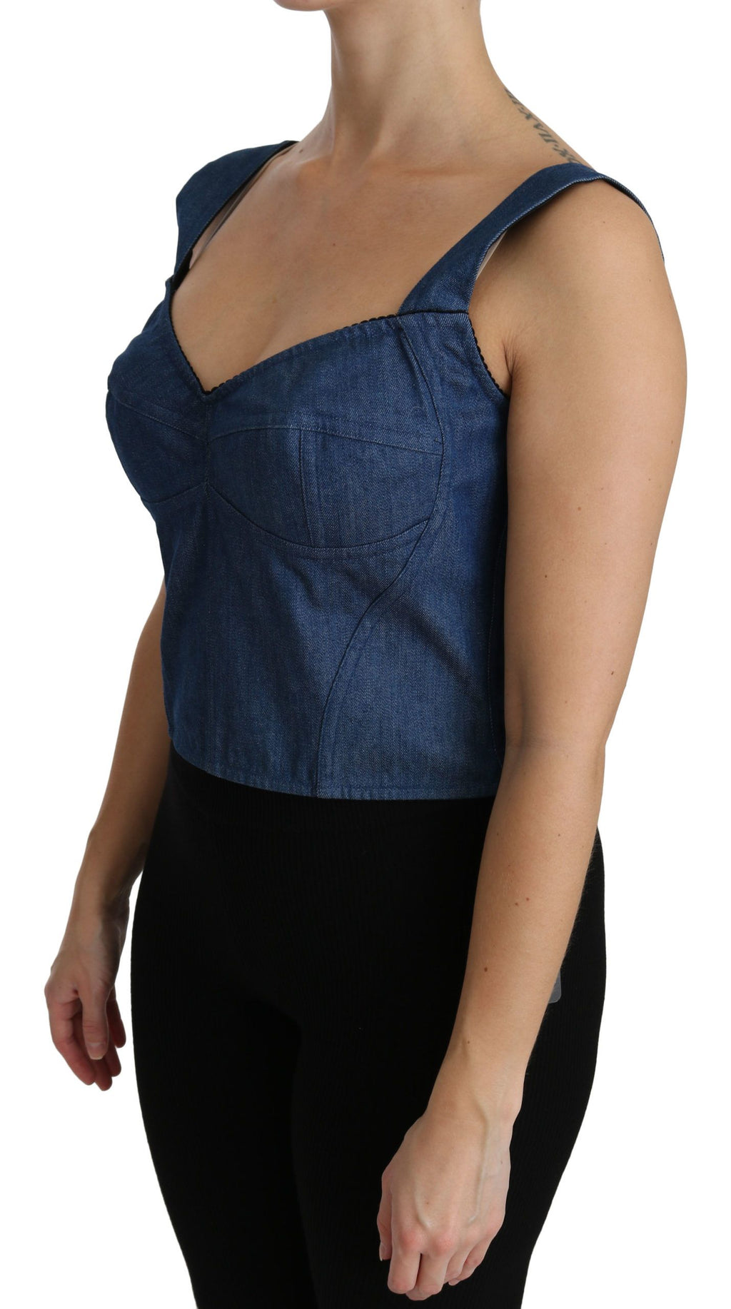Dolce & Gabbana Blue Sleeveless Bustier Blouse Cotton Top - PreLoved & Luxe