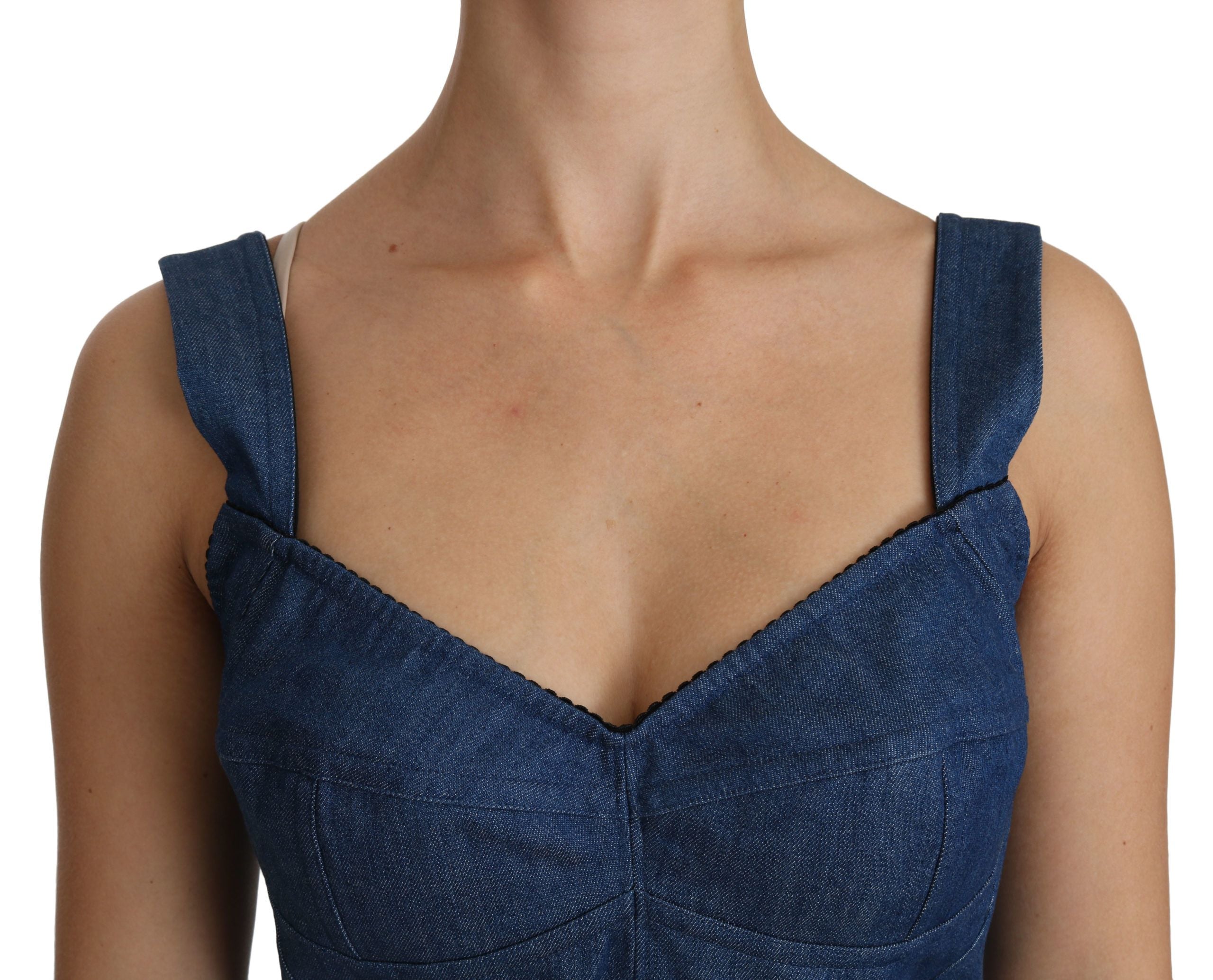 Dolce & Gabbana Blue Sleeveless Bustier Blouse Cotton Top - PreLoved & Luxe