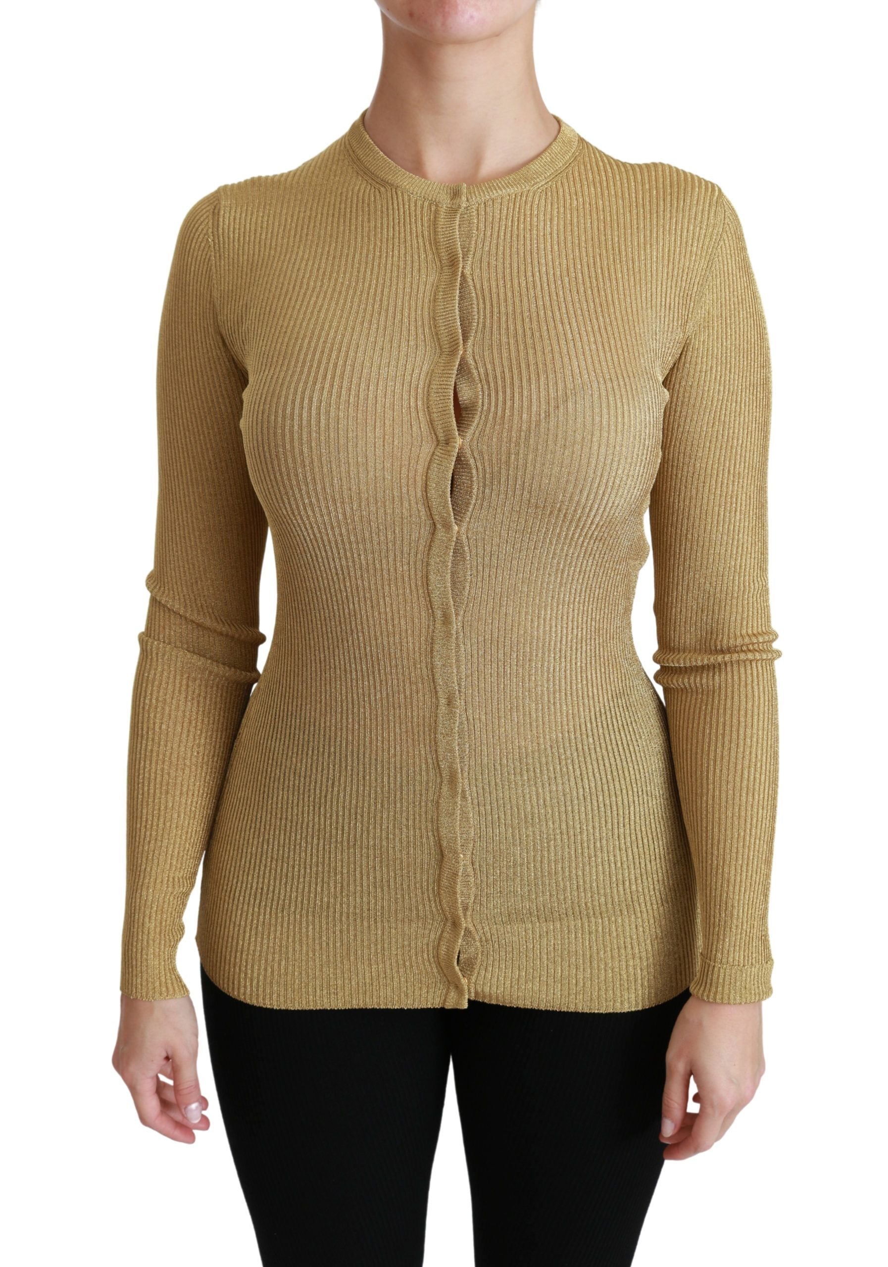 Dolce & Gabbana Gold Long Sleeve Cardigan Viscose Sweater - PreLoved & Luxe