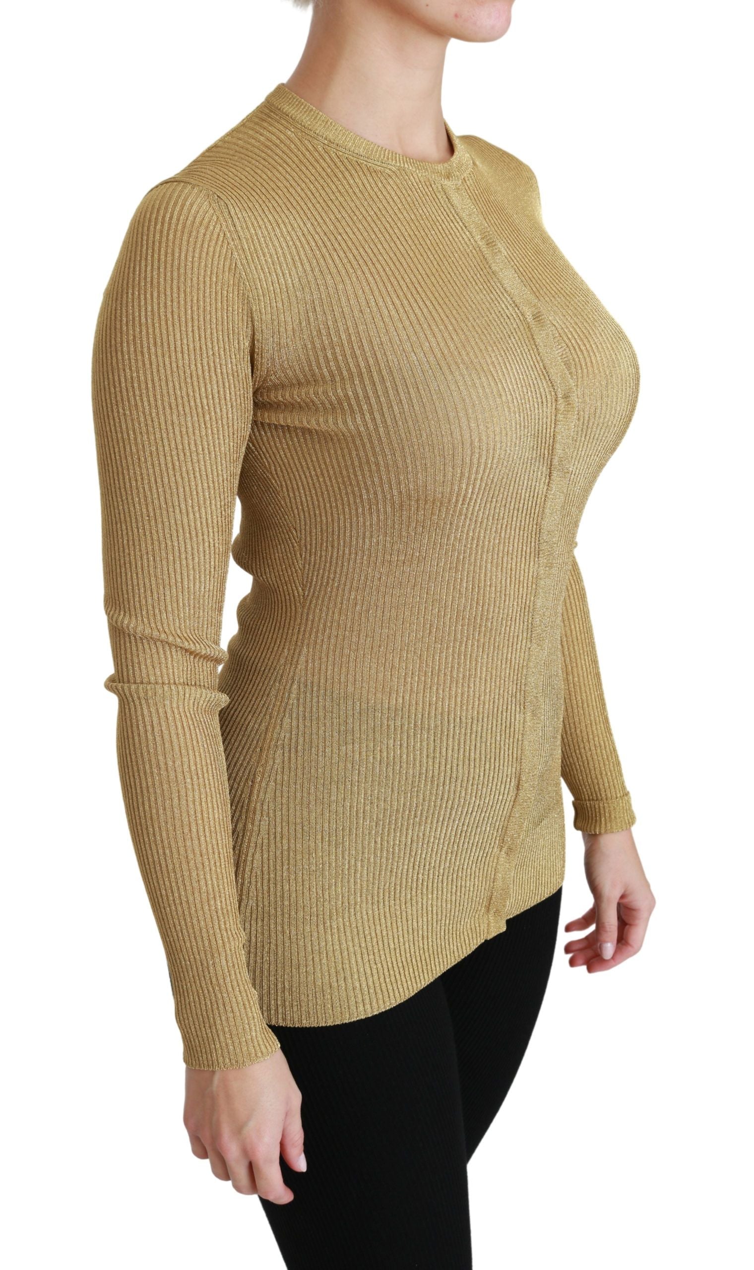 Dolce & Gabbana Gold Long Sleeve Cardigan Viscose Sweater - PreLoved & Luxe