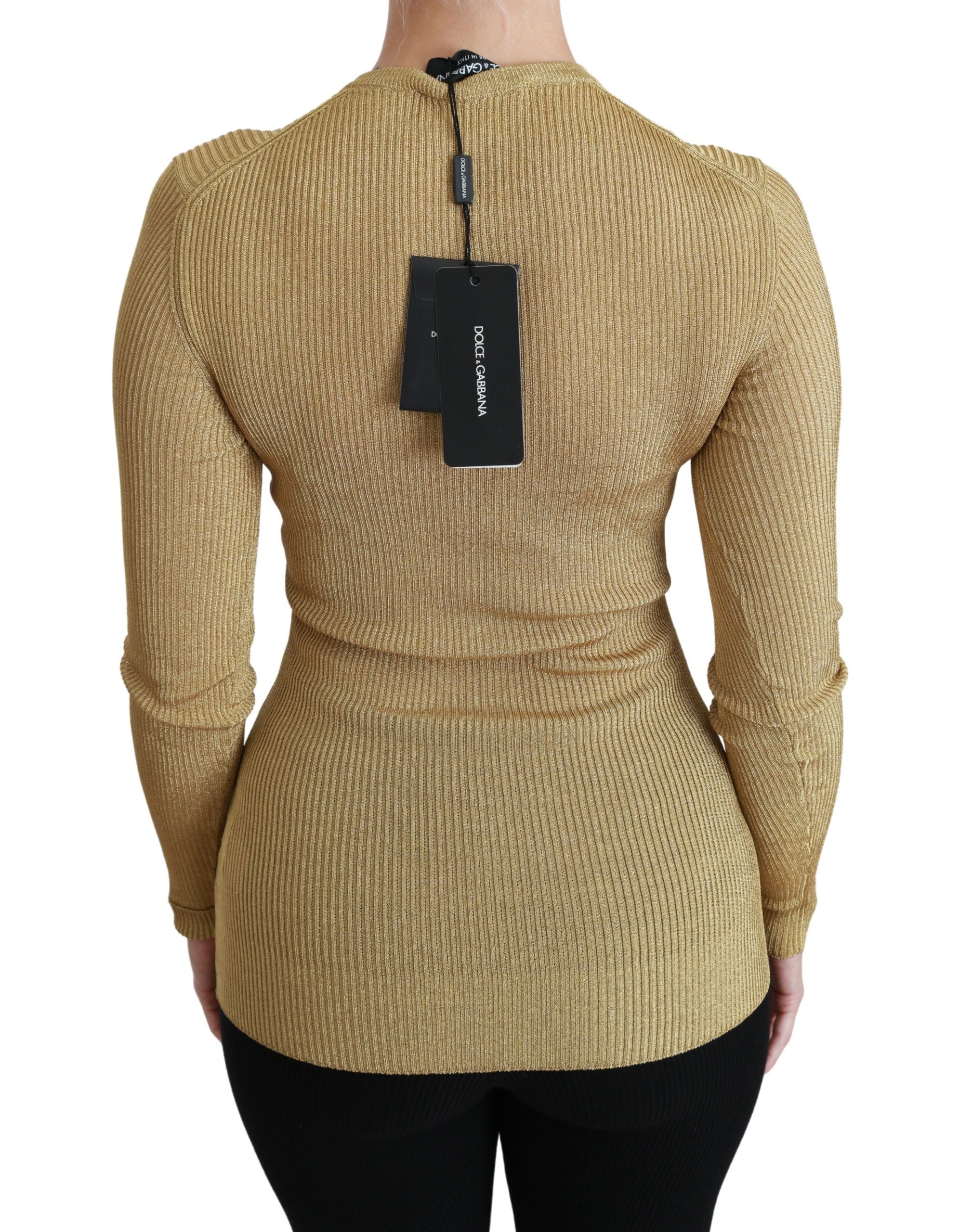 Dolce & Gabbana Gold Long Sleeve Cardigan Viscose Sweater - PreLoved & Luxe
