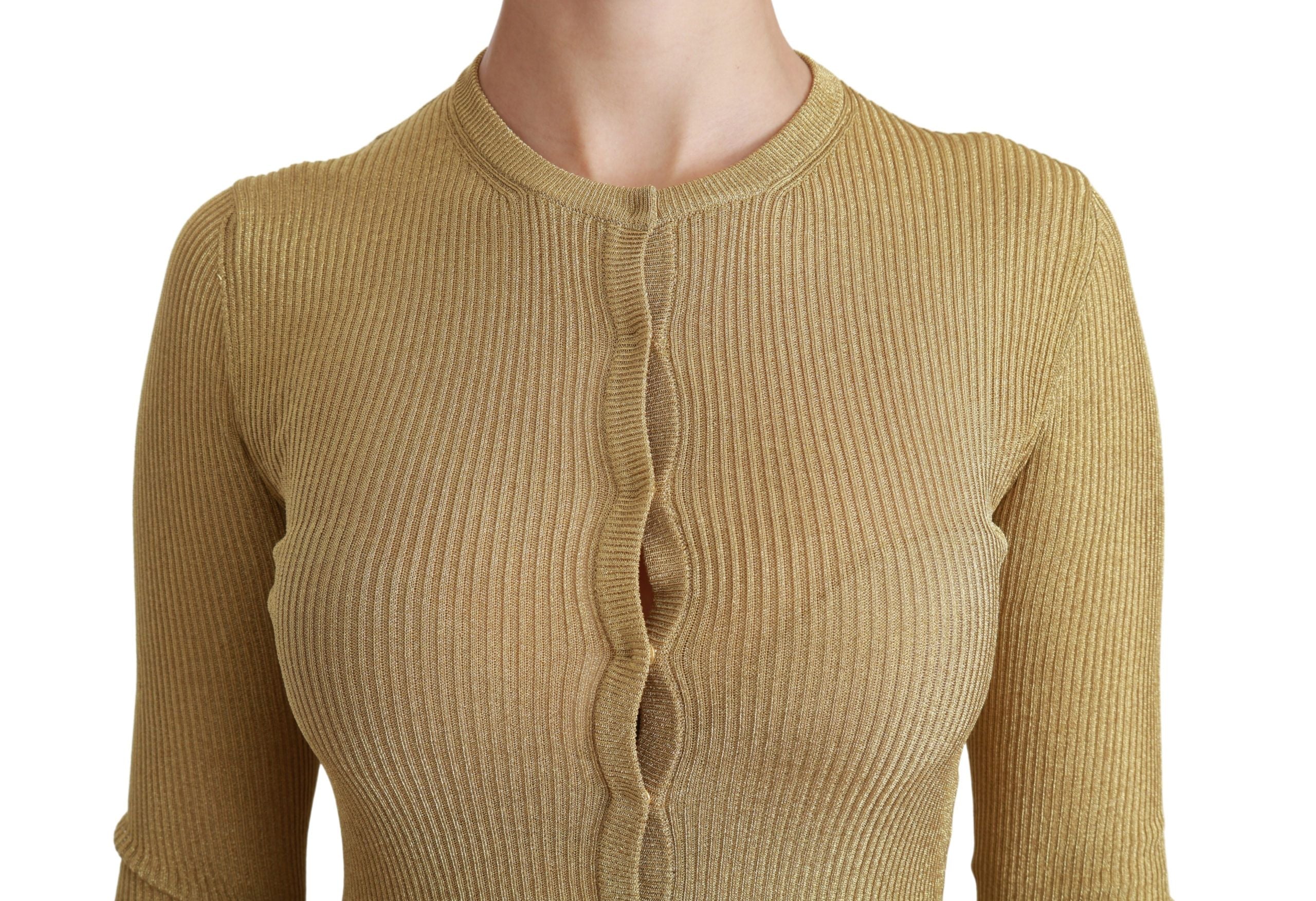 Dolce & Gabbana Gold Long Sleeve Cardigan Viscose Sweater - PreLoved & Luxe