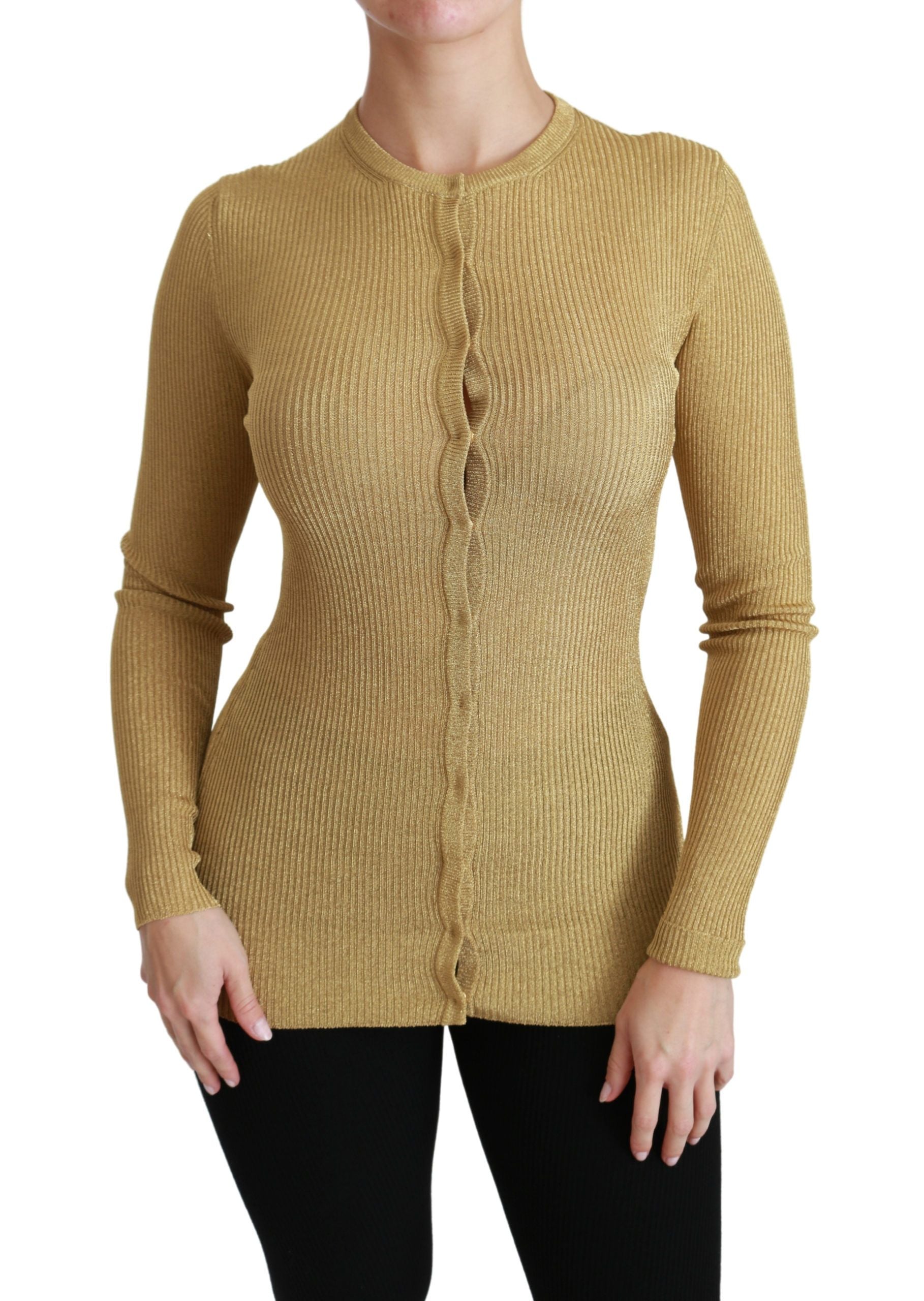 Dolce & Gabbana Gold Long Sleeve Cardigan Viscose Sweater - PreLoved & Luxe