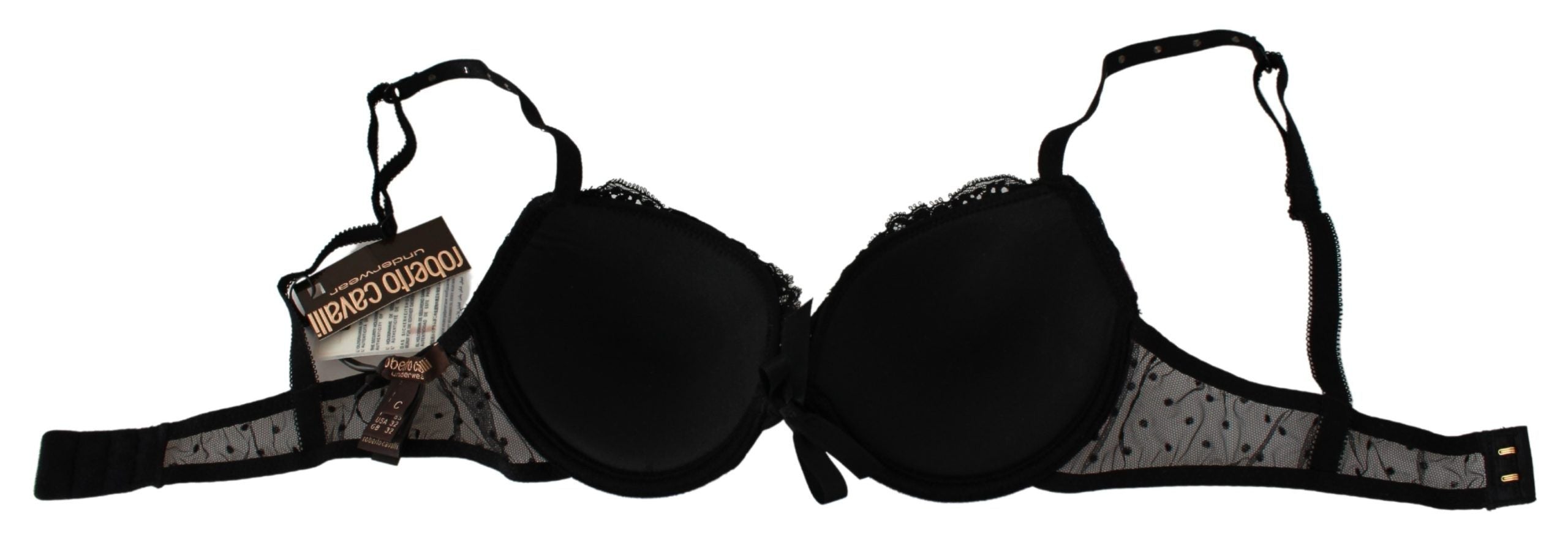 Roberto Cavalli Black Pink Lace Push Up Bra Underwear
