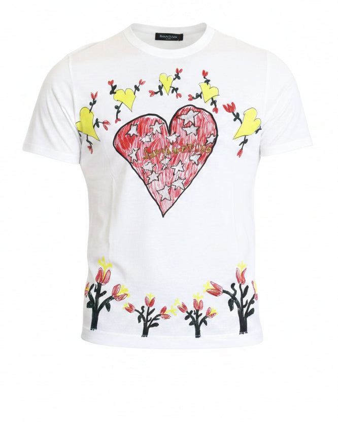 Dolce & Gabbana White Saint Valentine Print Cotton Men T-shirt