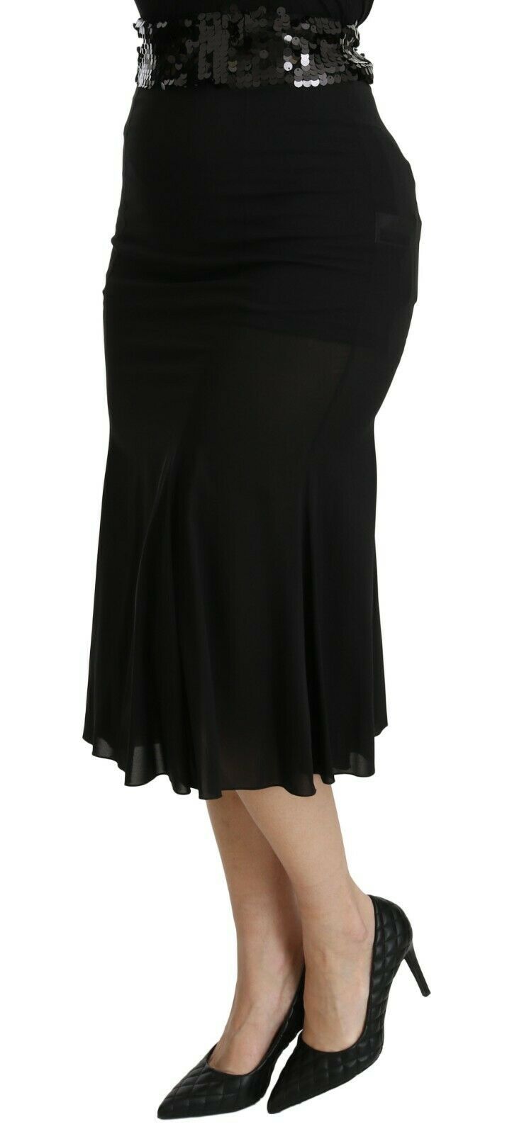Dolce & Gabbana Black Mermaid High Waist Midi Silk Skirt - PreLoved & Luxe