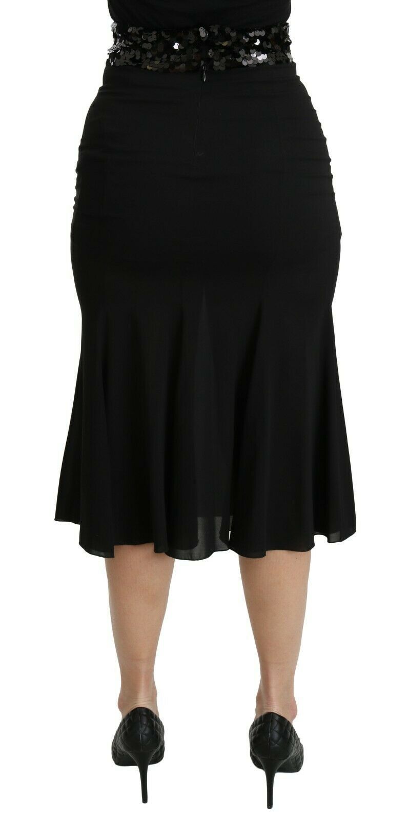 Dolce & Gabbana Black Mermaid High Waist Midi Silk Skirt - PreLoved & Luxe